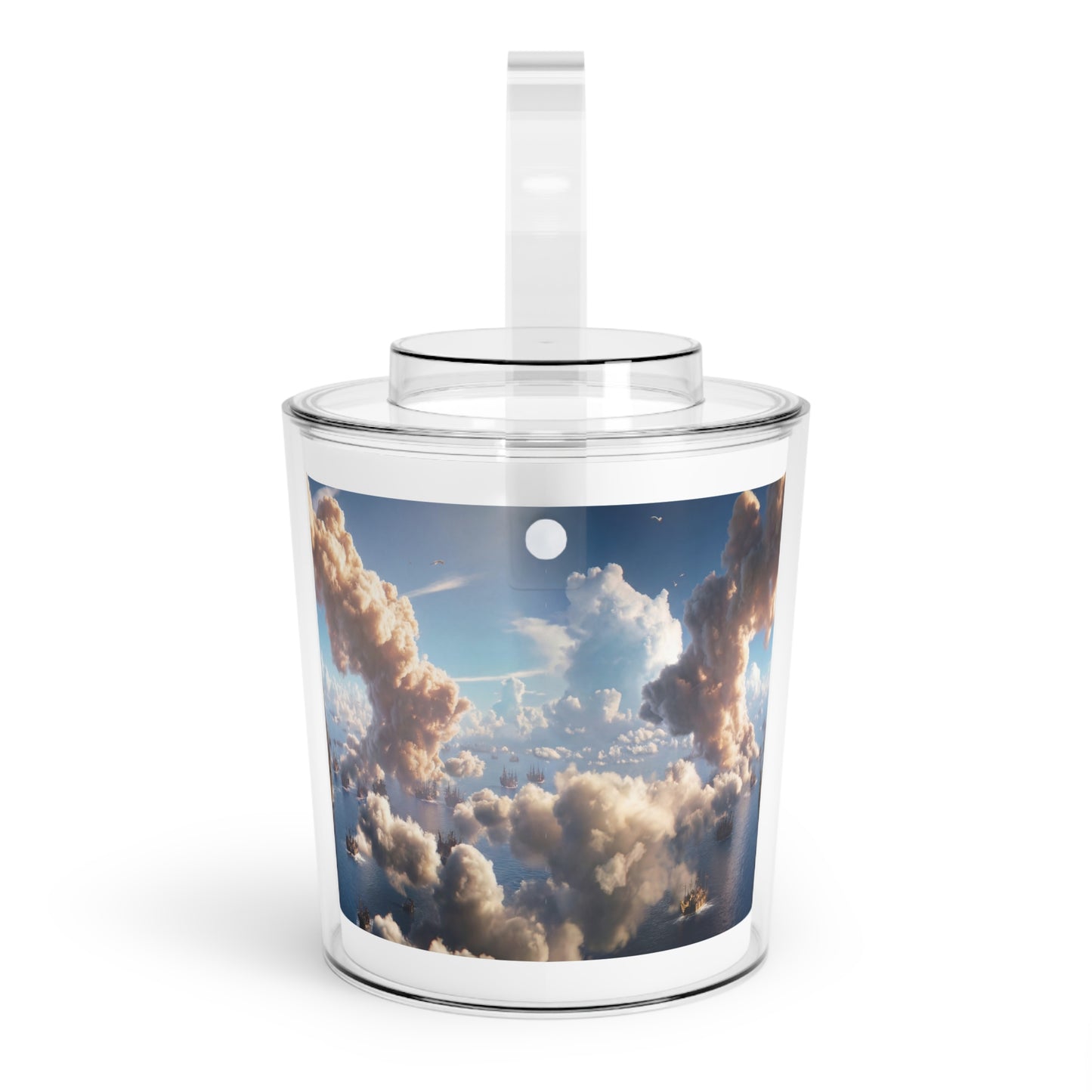 Armada Through Cloud Arch Ice Bucket with Tongs – Sunlit Seascape of Sovereign Ships