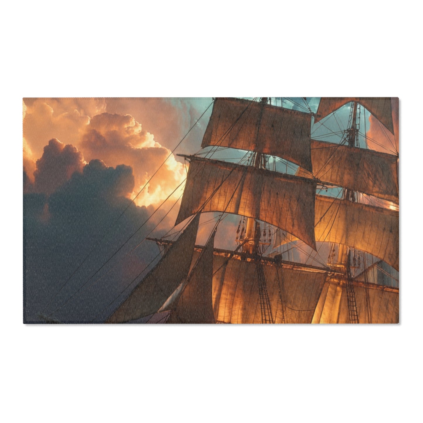 Starlit Galleon Area Rug – Voyage Through Crimson Skies