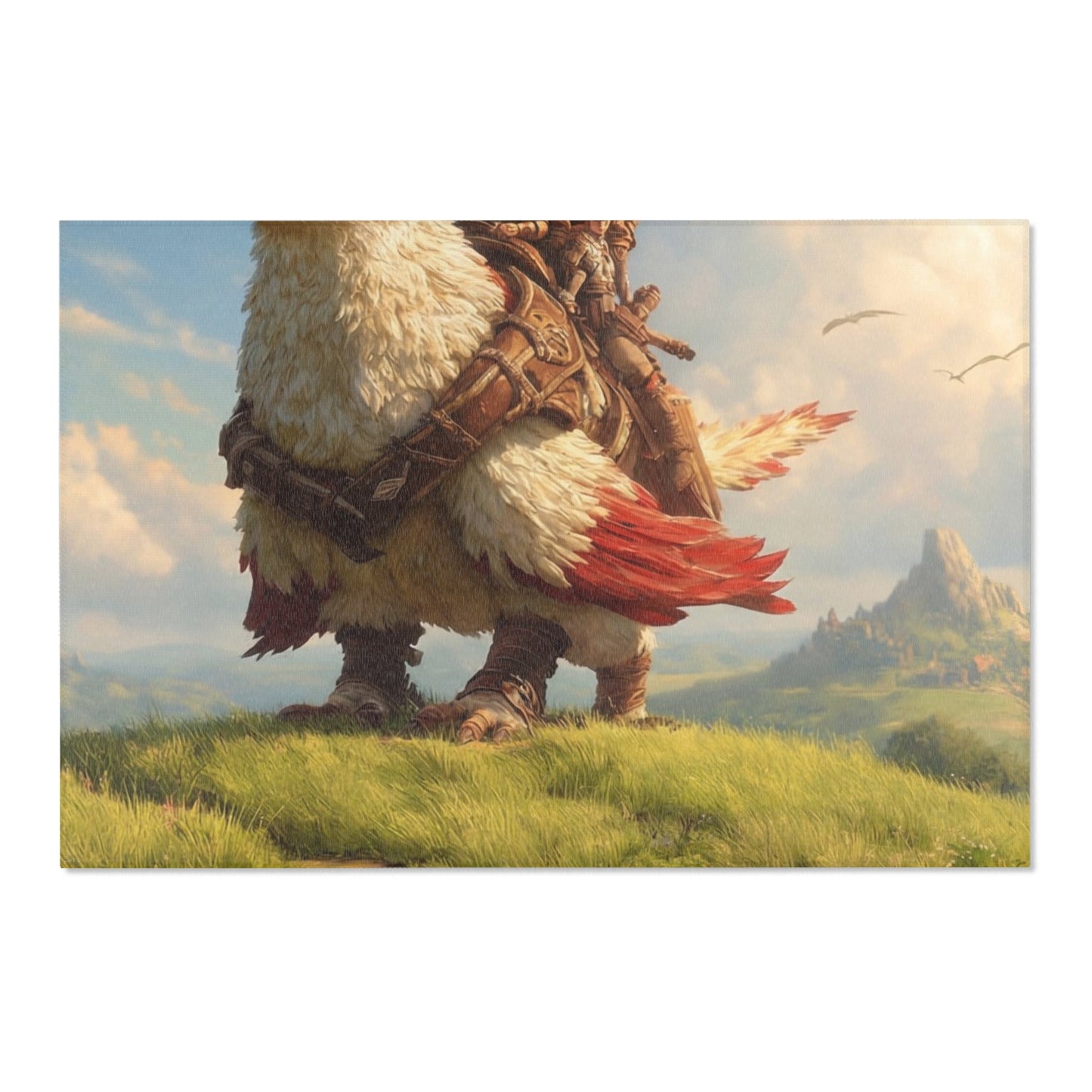 Skybound Falcon Riders Area Rug – Sunset Crest of the Winged Path
