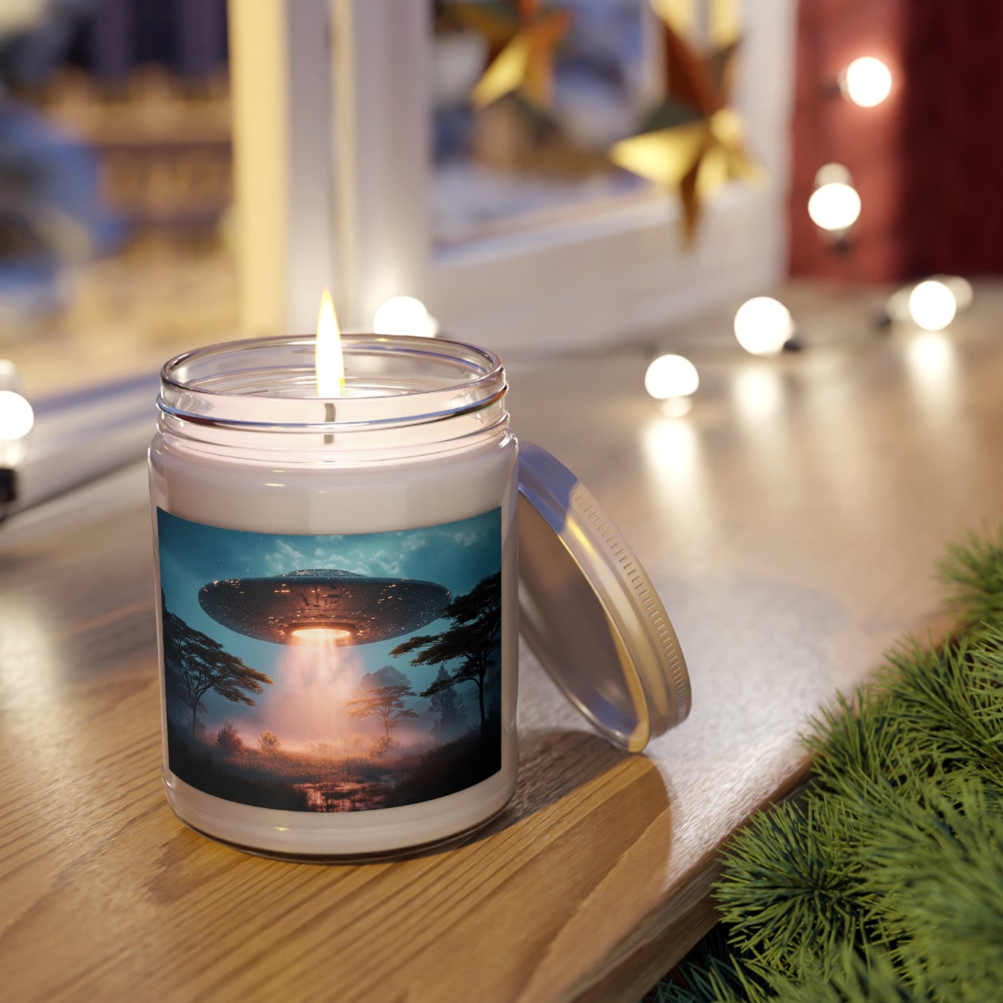 Celestial Vortex Scented Soy Candles with White Lid, 9oz – Indigo Cloud Dreamscape