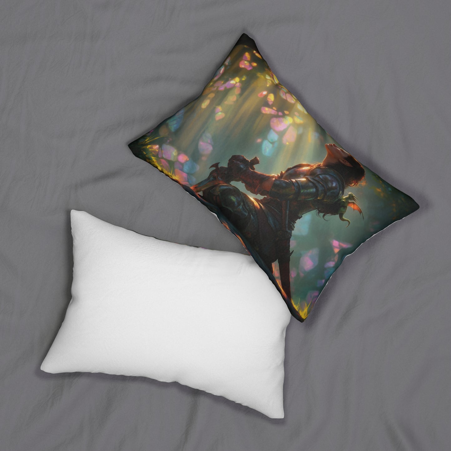 Sunlit Sentinel Spun Polyester Lumbar Pillow – Crystal Grove Reverie