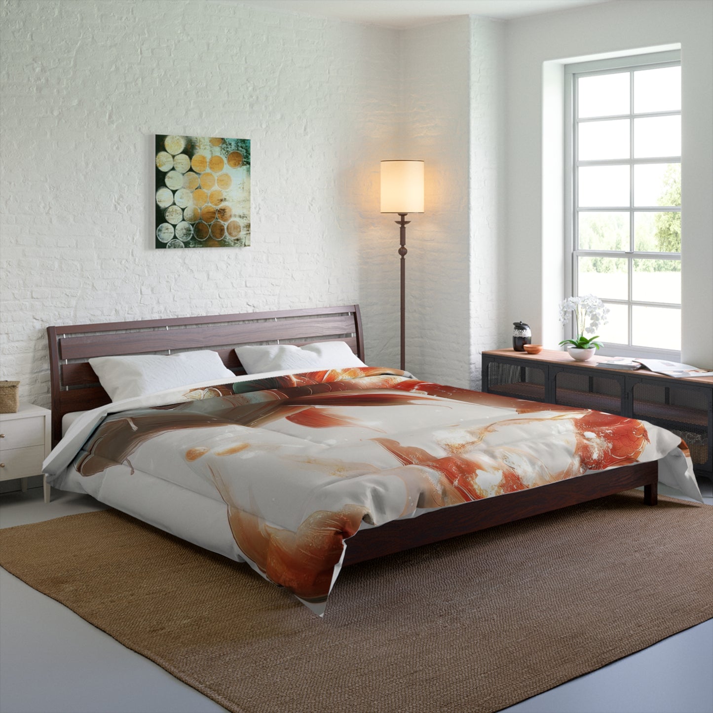Child on Glowing Koi Comforter – Warm Currents of Wonder