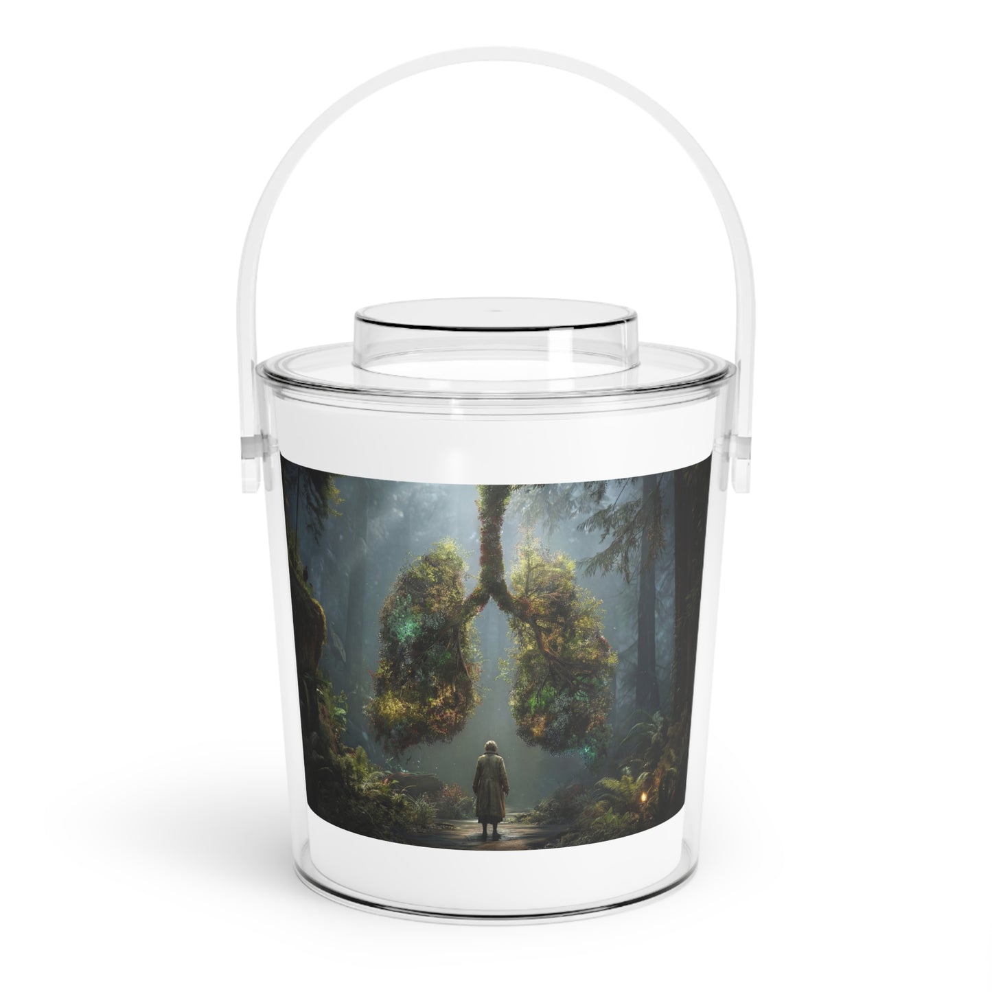 Lungs of the Forest Ice Bucket with Tongs – Sacred Breath in Mossy Light