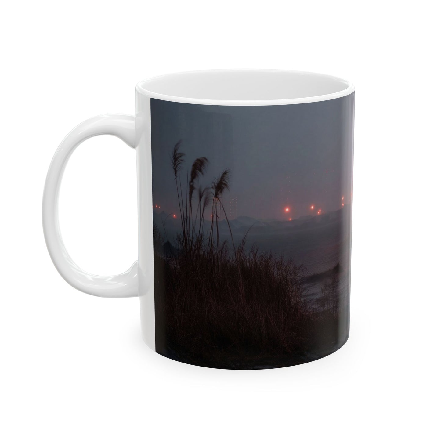 Crimson Circus Tent Ceramic Mug – Midnight Fog & Velvet Lights