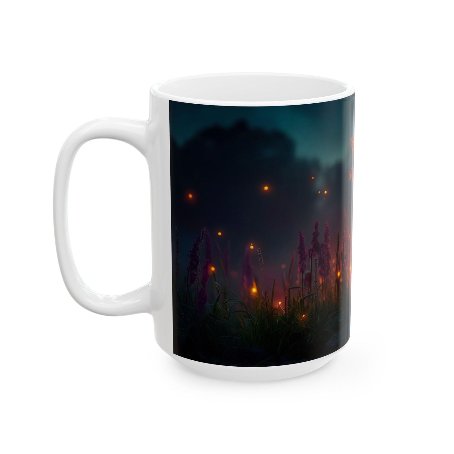 Glowing Dragonfly Ceramic Mug – Twilight Meadow Dreamscape