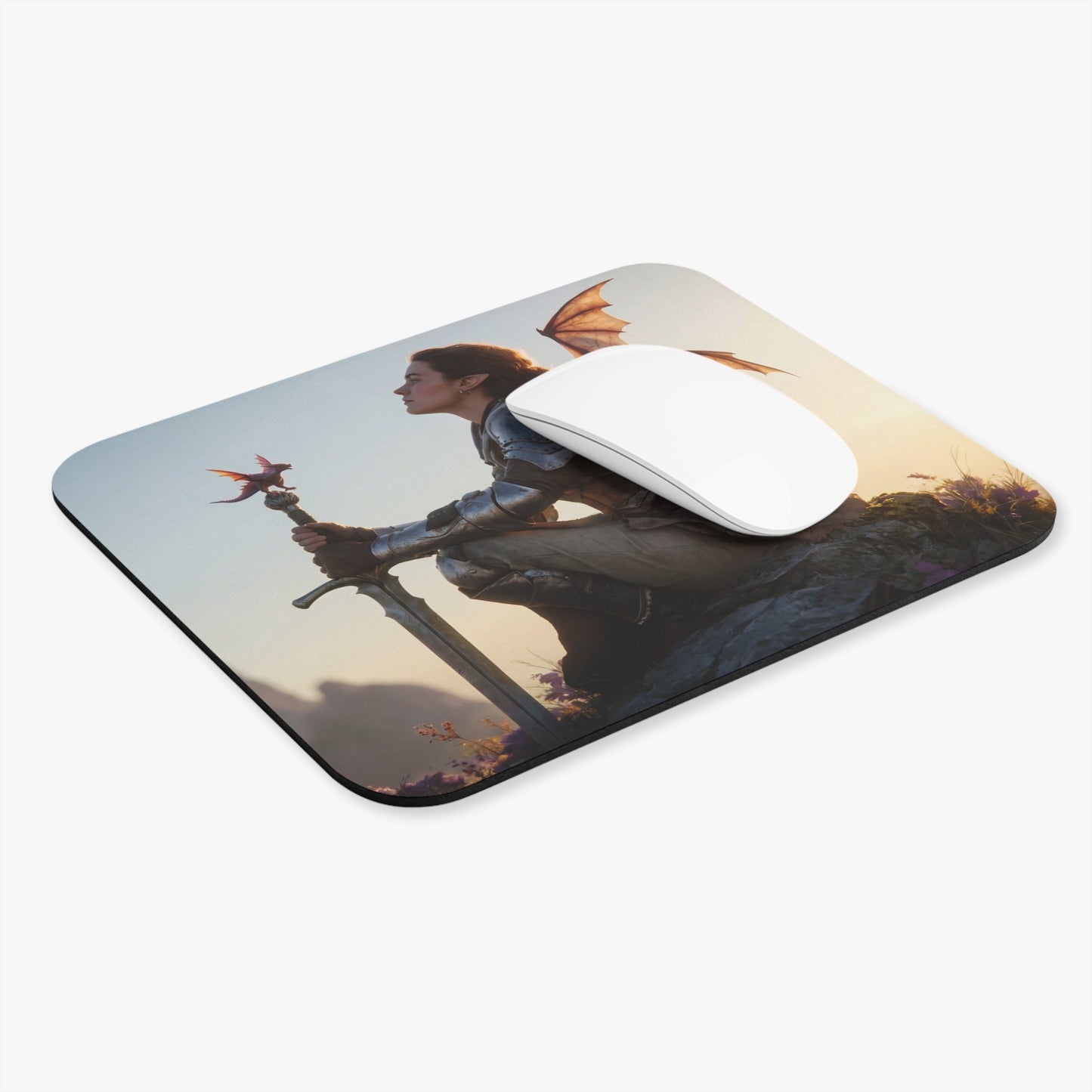 Dragon Knight and Companion Mouse Pad – Sunset Peak Vigil