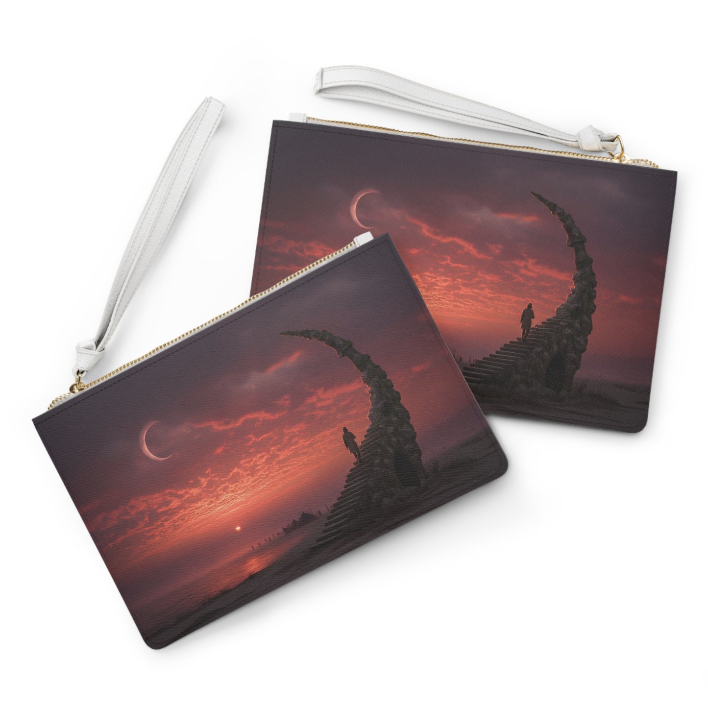 Solstice Sentinel Clutch Bag – Crimson Sky Ascension