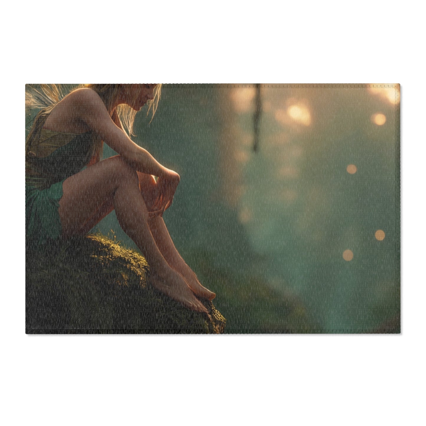 Forest Fairy by the Stream Area Rug – Golden Hour Whispers