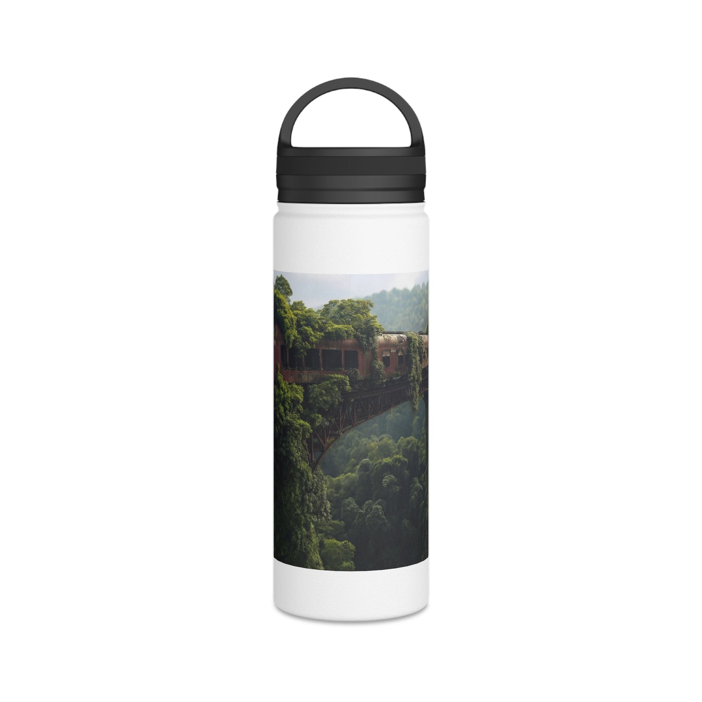 Overgrown Train Bridge Water Bottle – Verdant Ruin Dreamscape