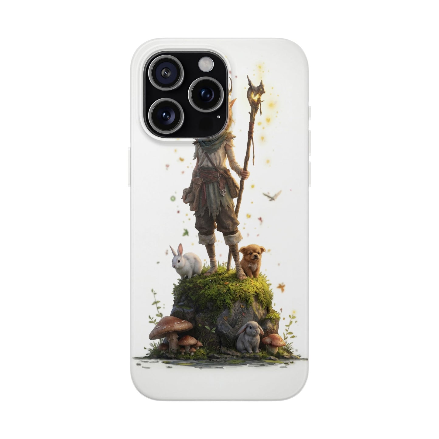 Forest Sentinel Flexi Cases – Glowing Antlered Child with Pet Companions