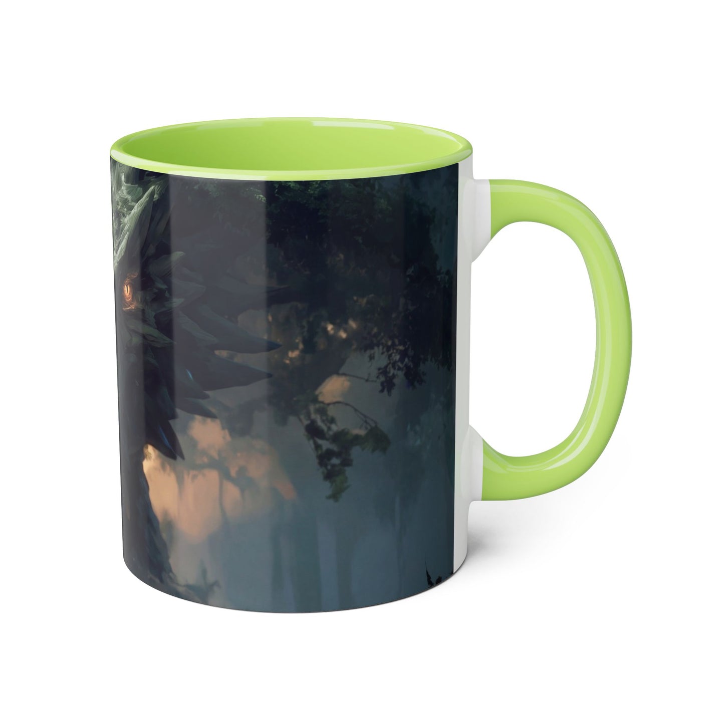 Guardian Dragon Accent Mugs, 11oz – Moss-Crowned Forest Sentinel