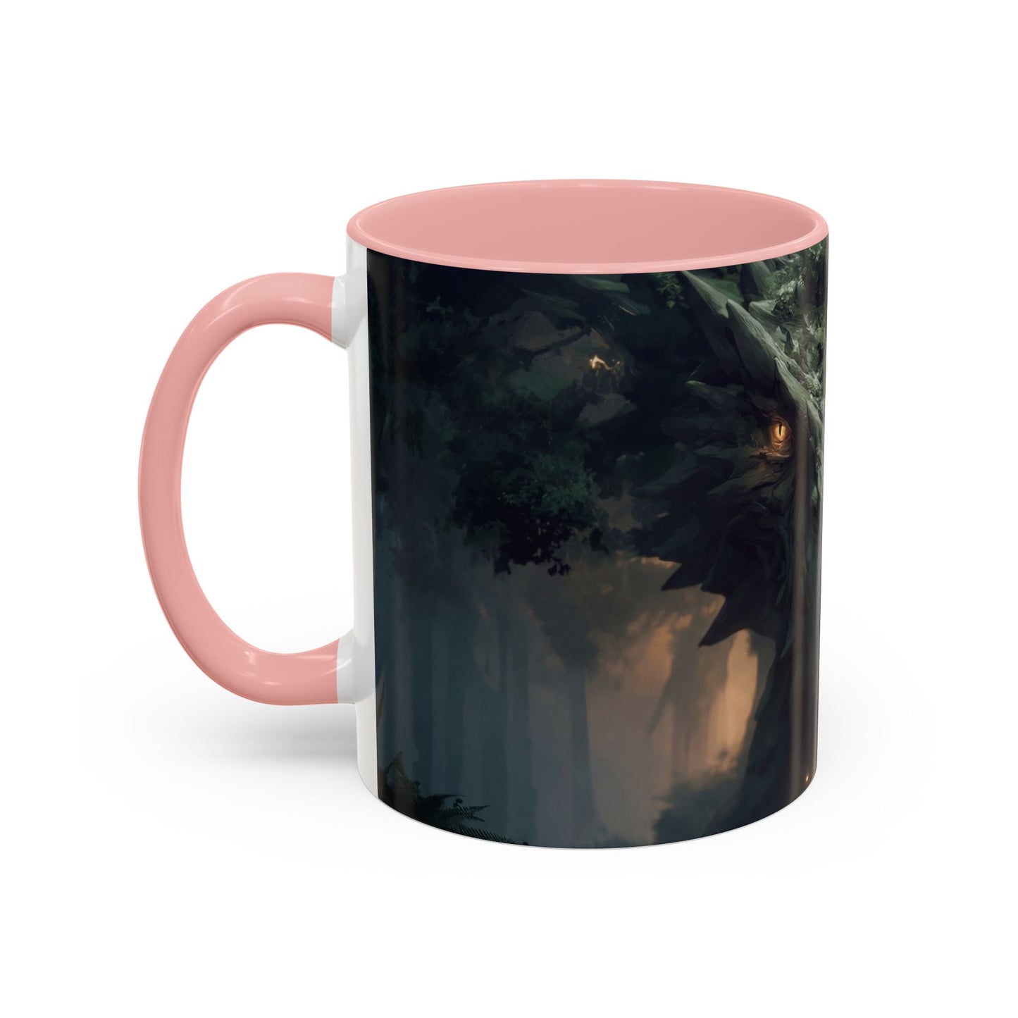 Ancient Dragon Sentinel Accent Coffee Mug (11, 15oz) – Forest Guardian at Dawn