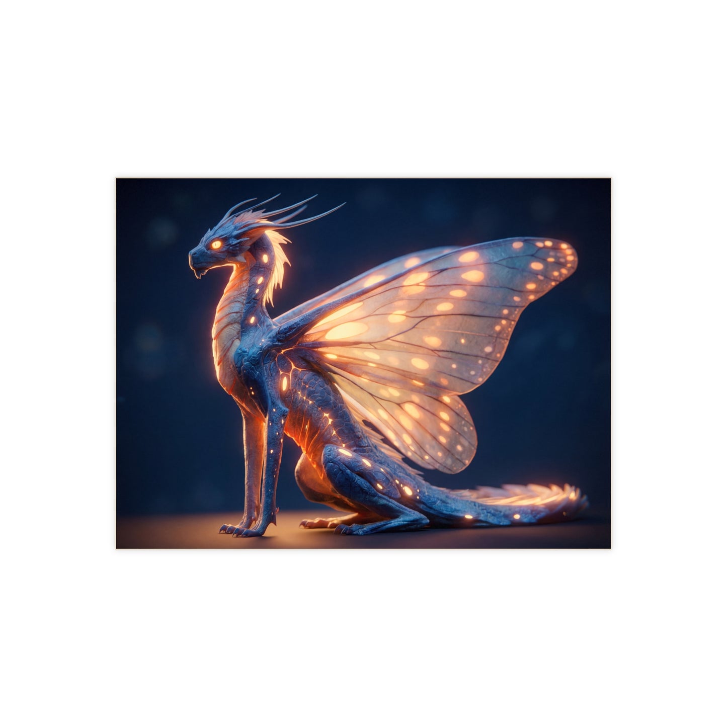 Luminescent Dragonfly Dragon Ceramic Photo Tile – Night Bloom Guardian