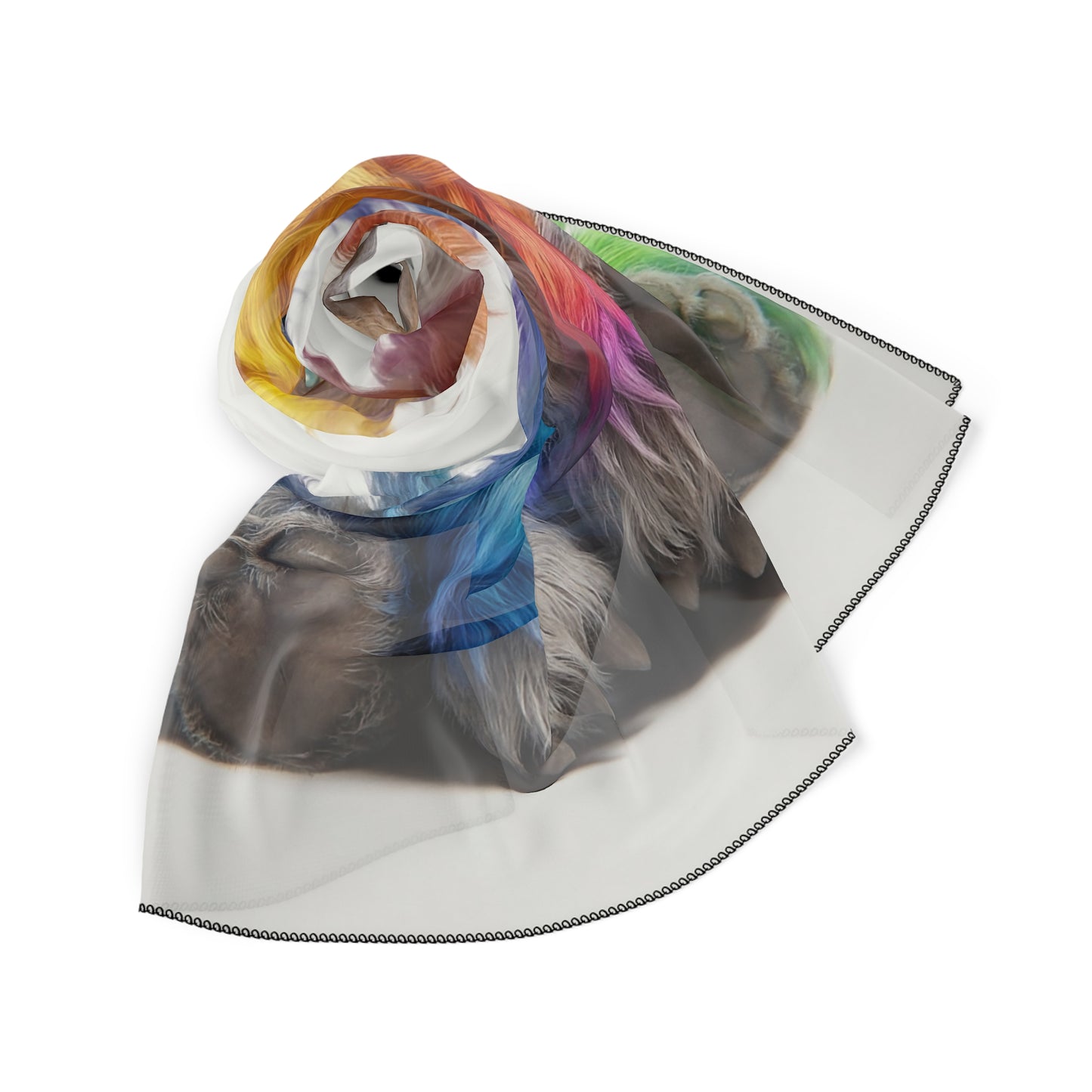 Rainbow Horned Guardian Scarf – Whimsical Spirit of the Mountain