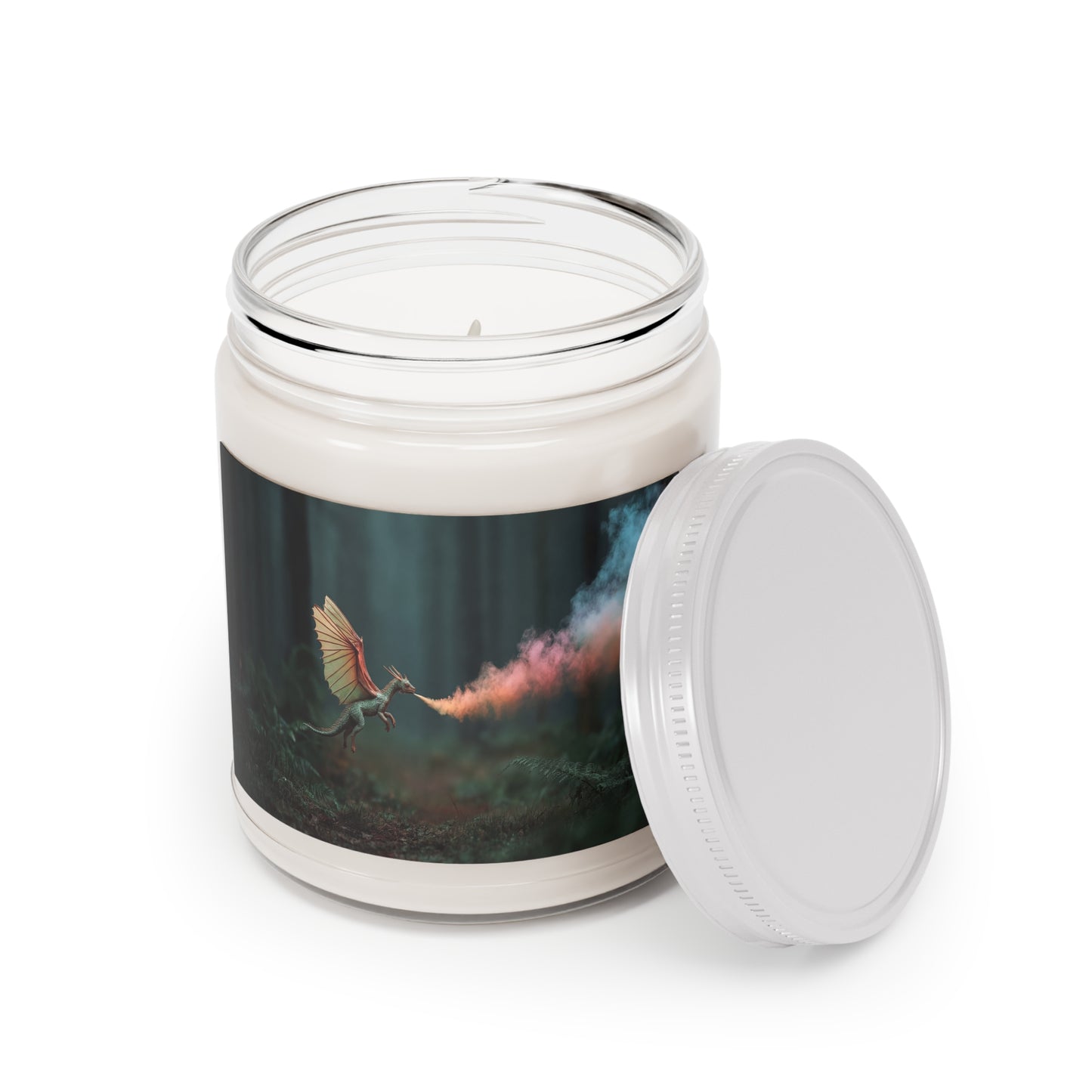 Chromatic Dragon Scented Soy Candles with White Lid, 9oz – Forest Fireworks in a Jar