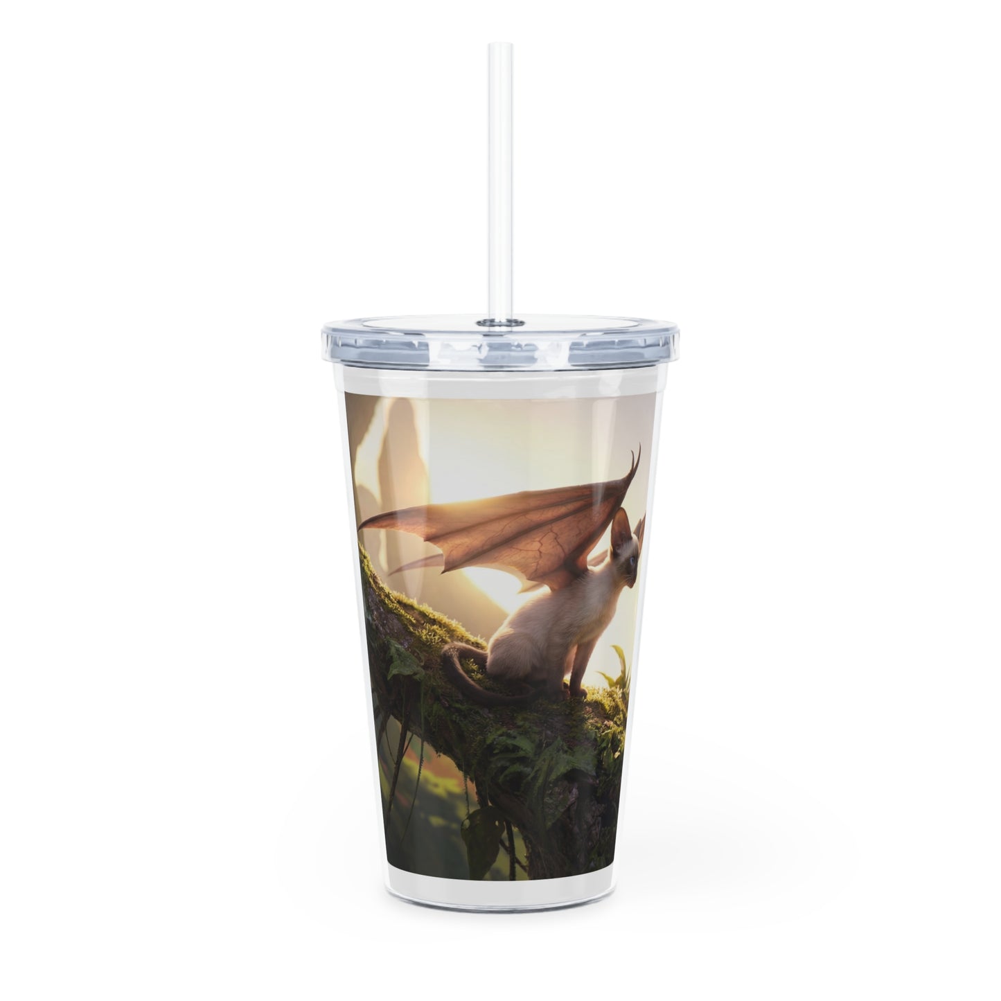Dragonwing Kittens Plastic Tumbler with Straw – Sunlit Canopy Whispers