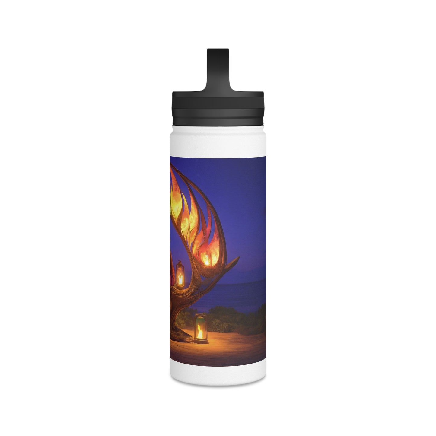Luminous Phoenix Arch Water Bottle – Handle Lid – Twilight Sanctuary