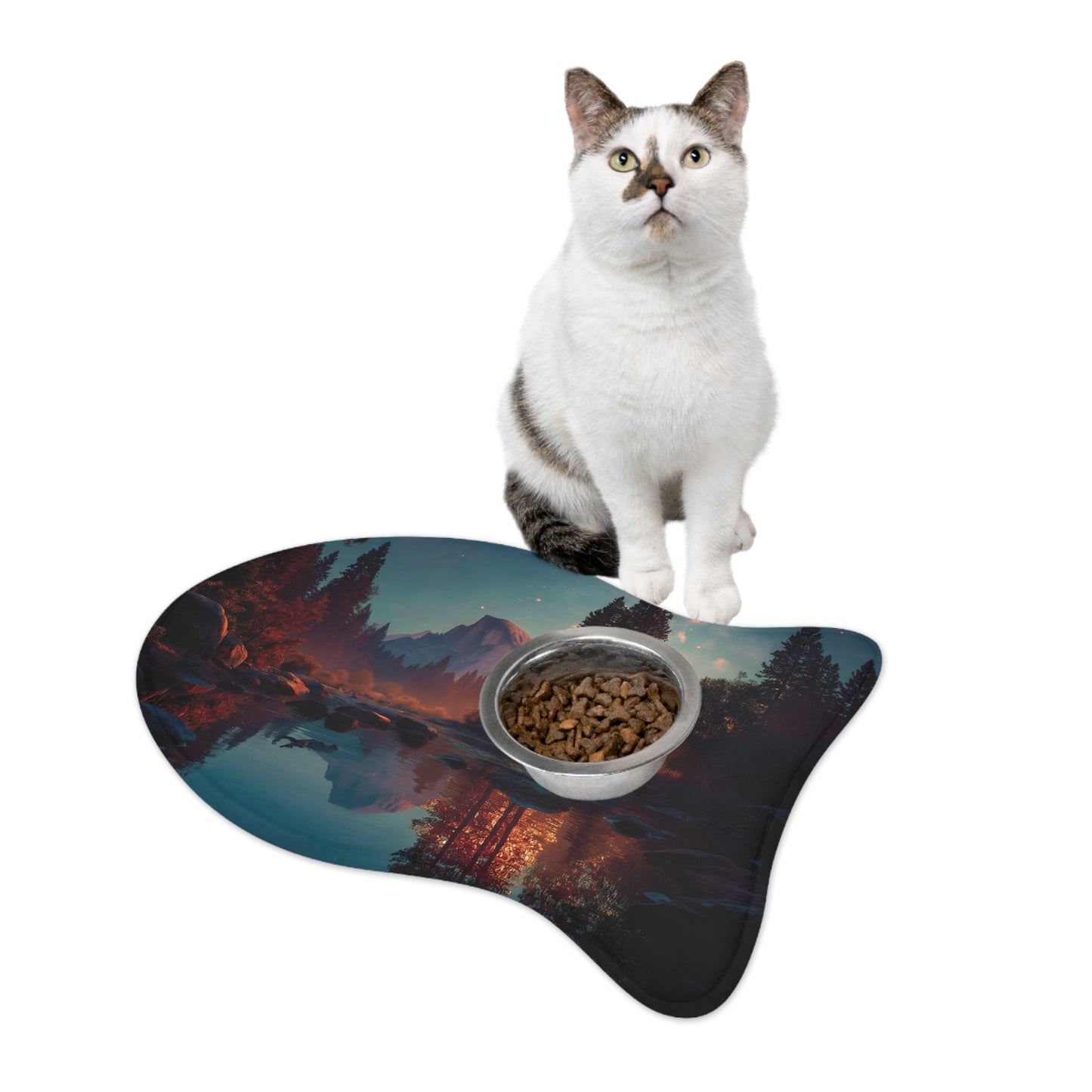 Starlit Yosemite River Mat – Crimson Twilight Reflections