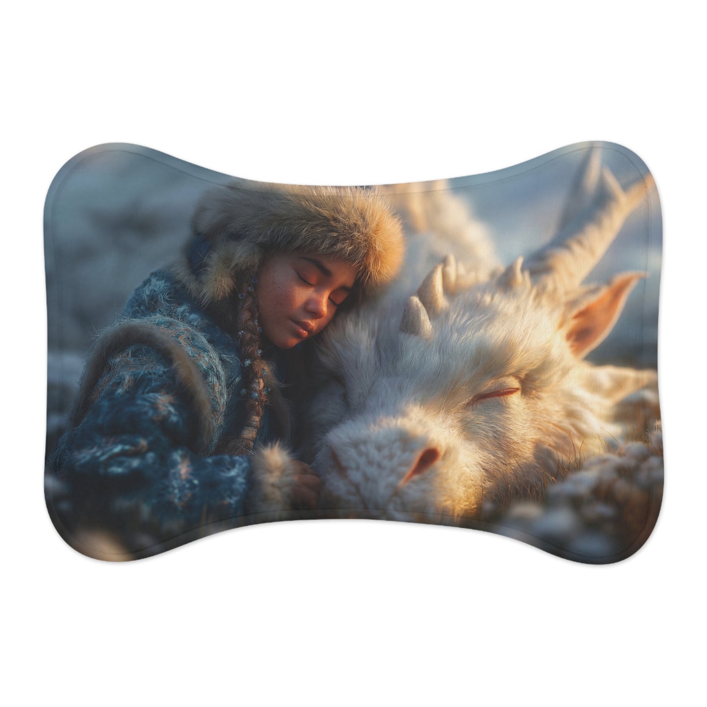 Sleeping Dragon Pet Feeding Mats – Frosty Companion Resting Scene
