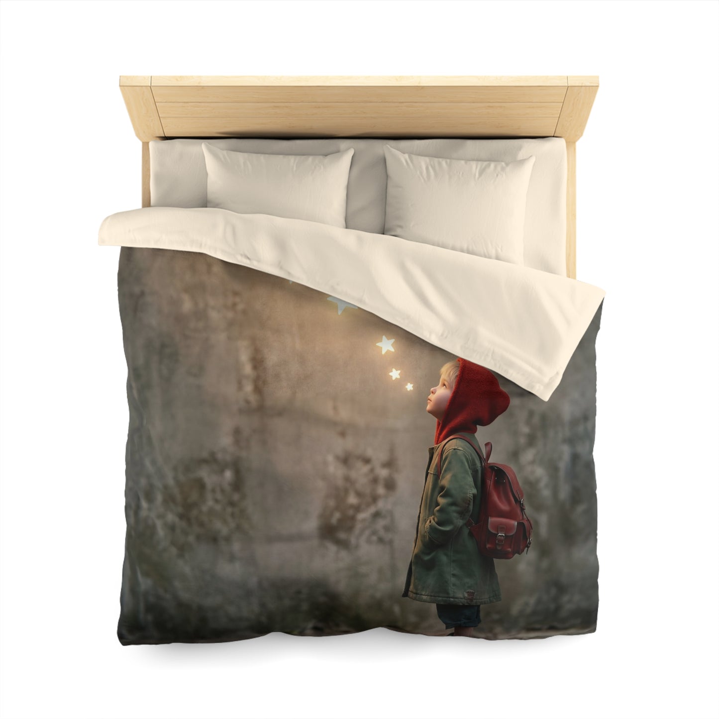 Star-Whisperer Microfiber Duvet Cover – Warm Glow of Childhood Wonder