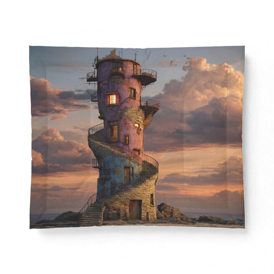 Twisted Lighthouse Cotton Comforter – Sunset Sentinel Tower