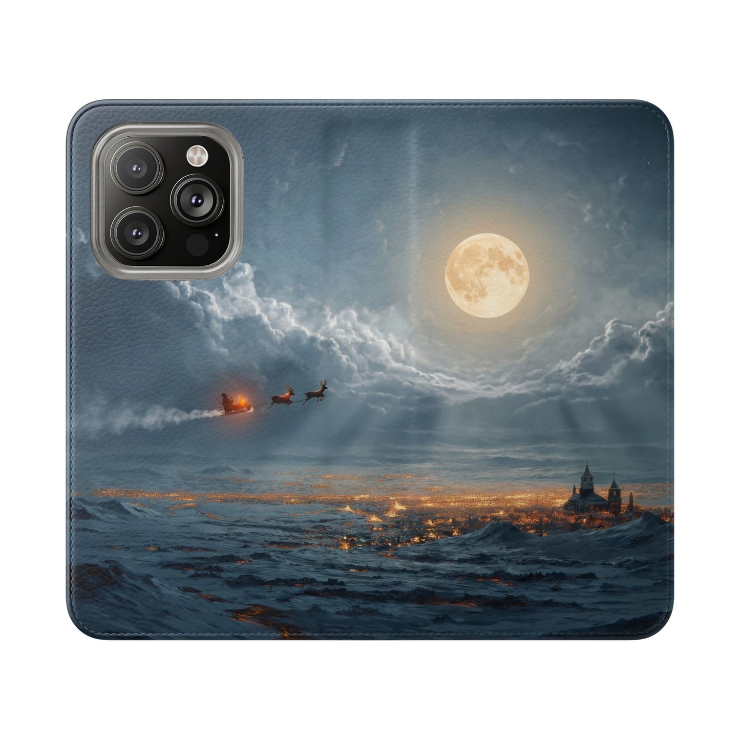 Moonlit Sleigh Flip Cases – Northern Lights Winter Journey