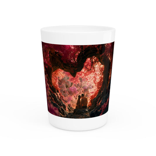 Twilight Grove Shot Glass – Heart-Shaped Canopy Romance Scene