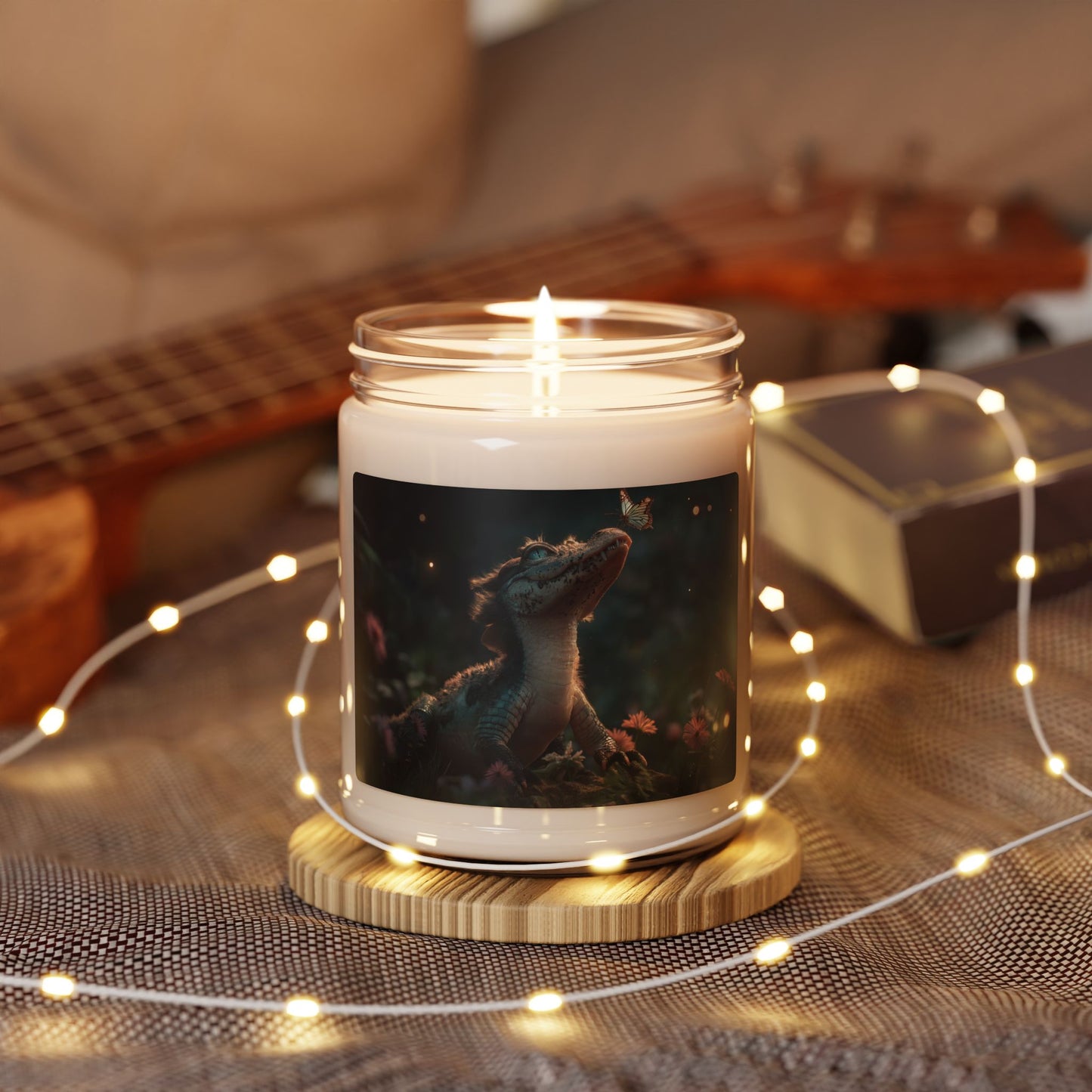 Gentle Crocodile & Butterfly Scented Soy Candle, 9oz – Twilight Garden Whispers