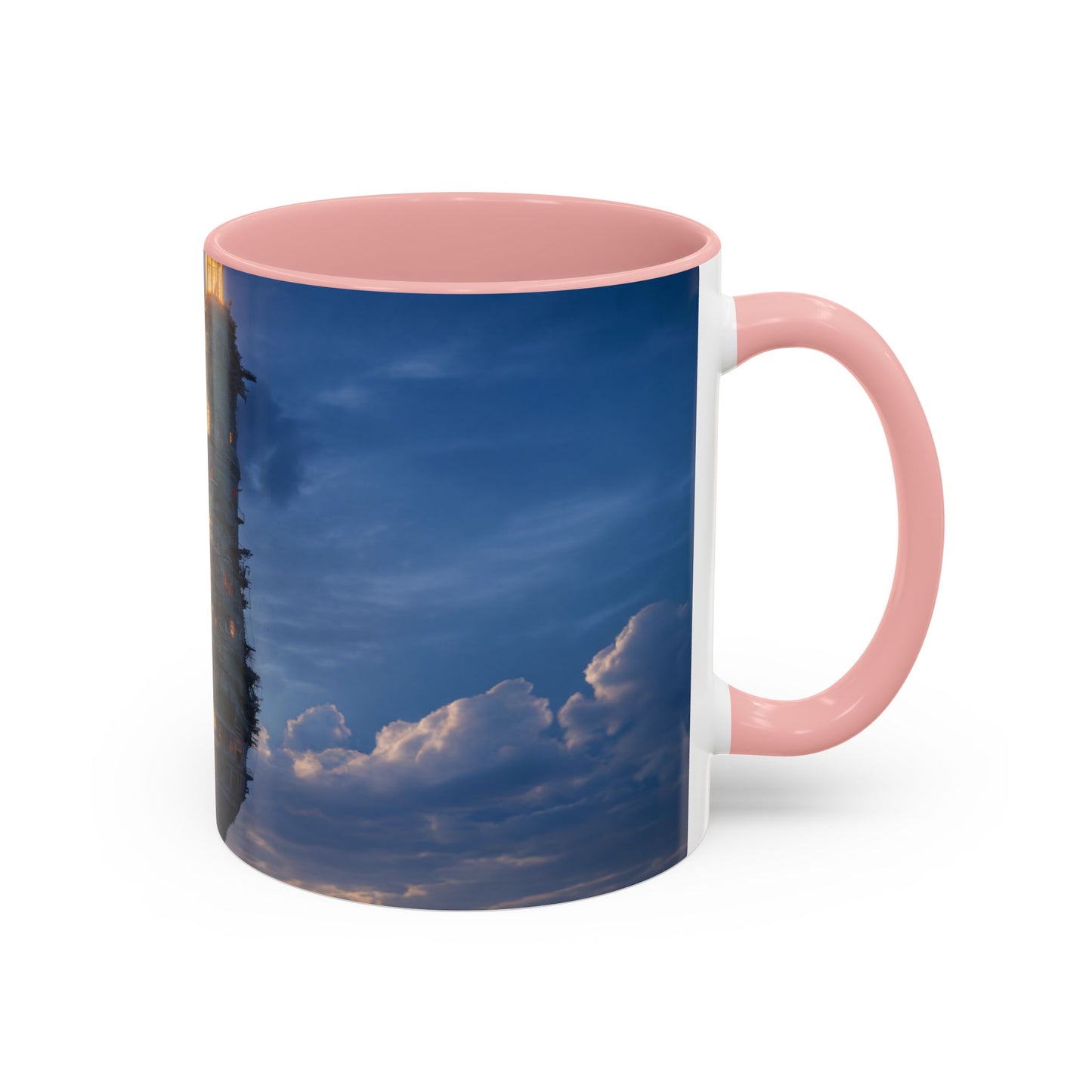 Skyborne Lighthouse Accent Coffee Mug (11, 15oz) – Floating Beacon at Dusk