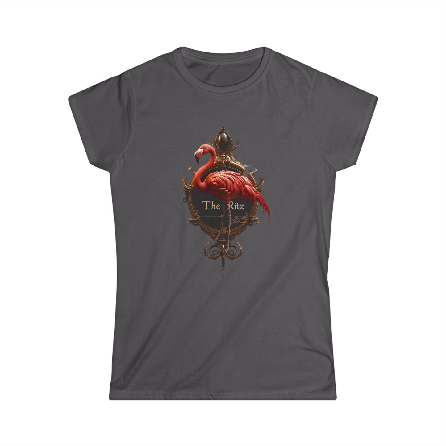 Ritz Flamingo Ornate Sign Tee – Gold Gilded Framed Bird Graphic