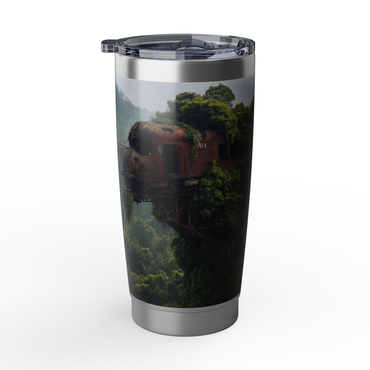 Abandoned Train Through Canopy Vagabond 20oz Tumbler – Where Rust Meets Rooted Reverie