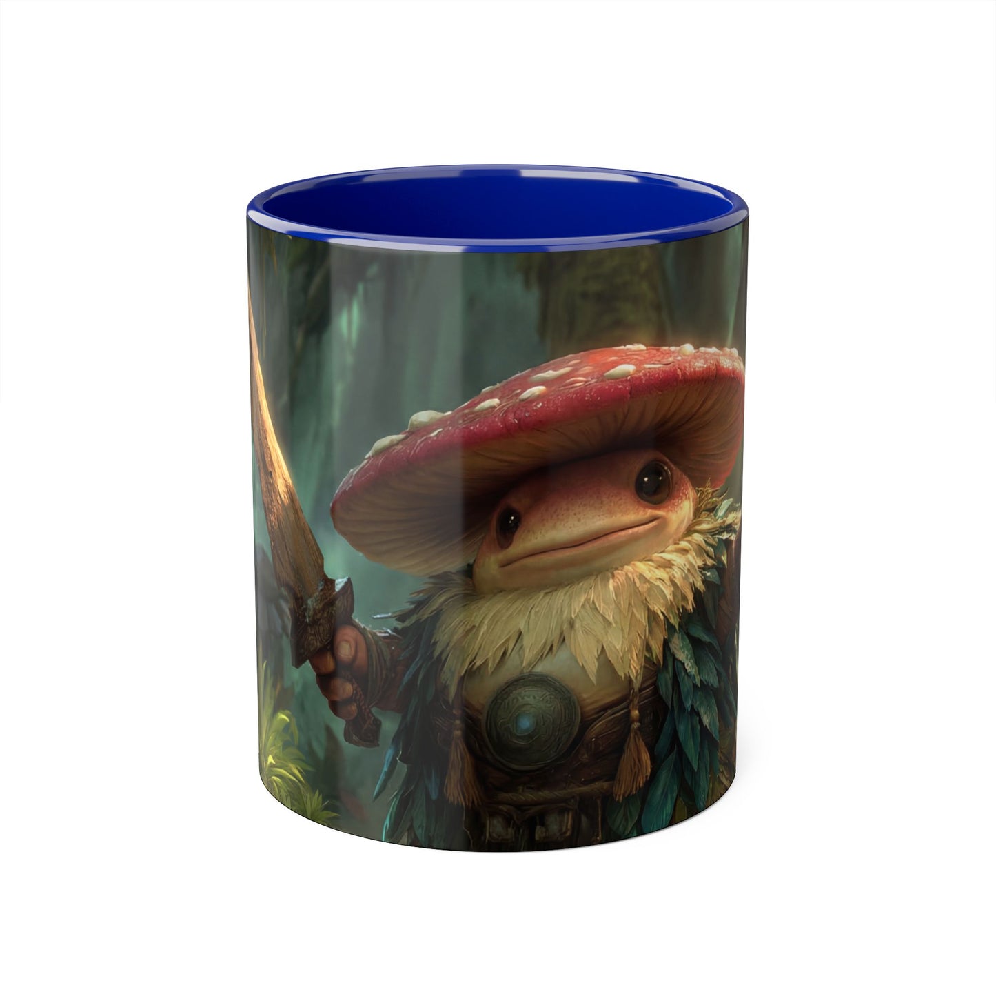 Mushroom Guardian Accent Mugs, 11oz – Toad Warrior with Wooden Blade