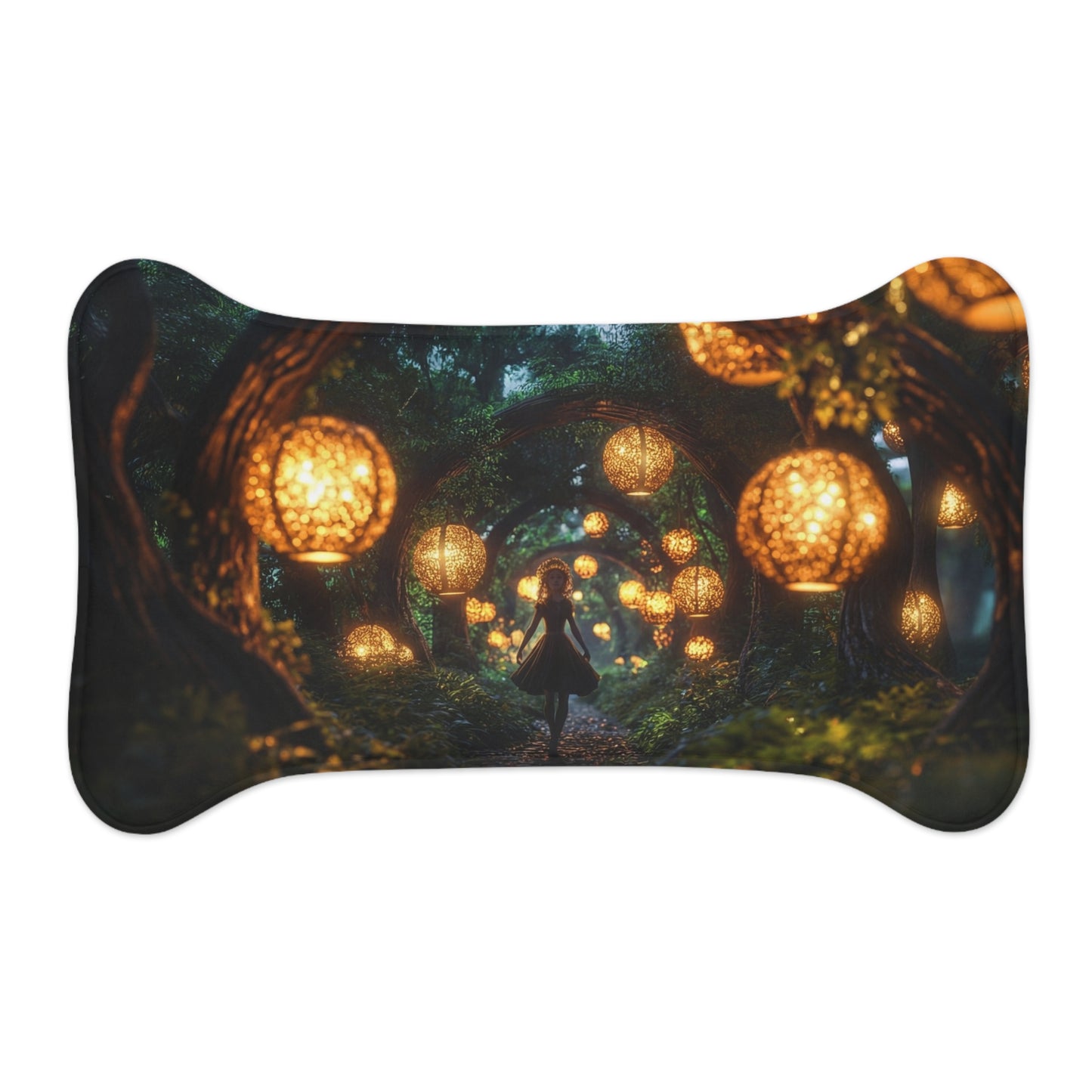 Luminous Forest Path Pet Feeding Mats – Warm Lantern Walkway