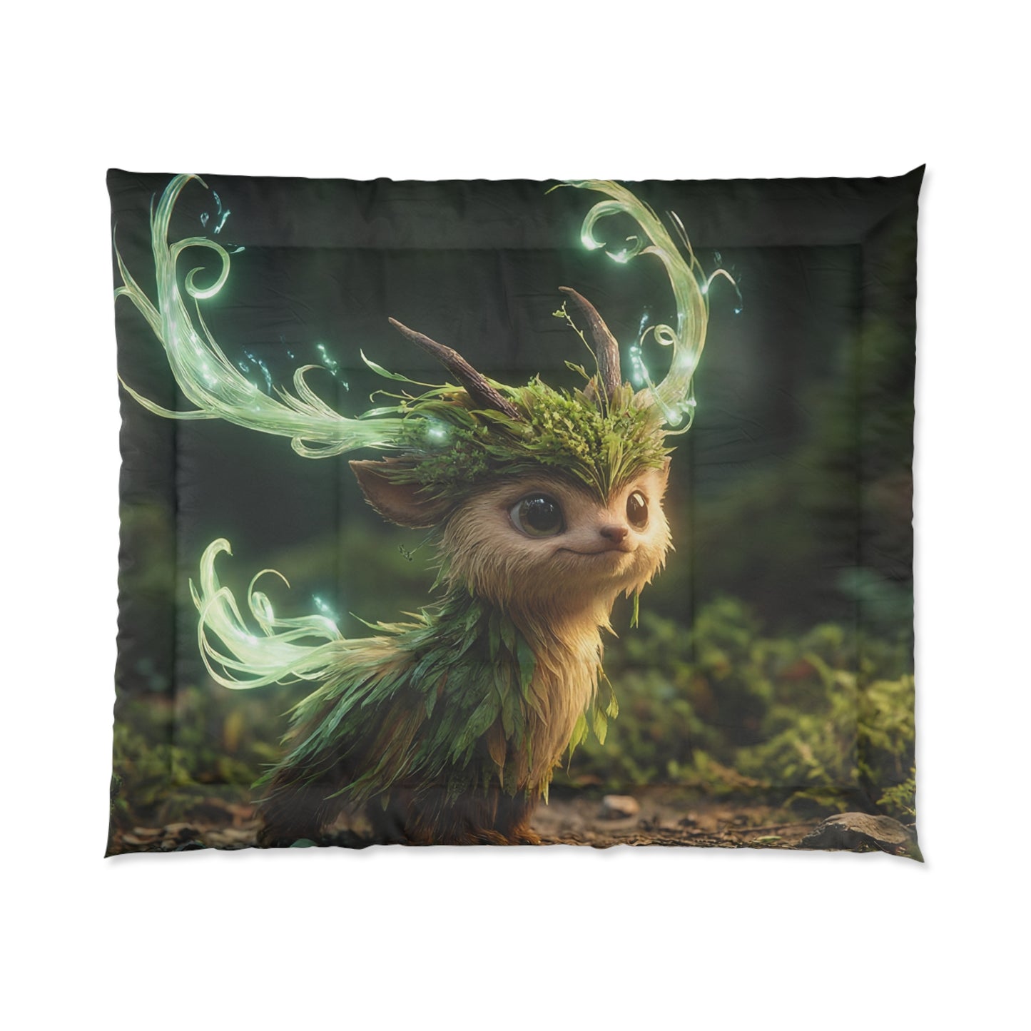 Luminescent Forest Sprite Comforter – Whimsical Glow Through Mossy Gloom