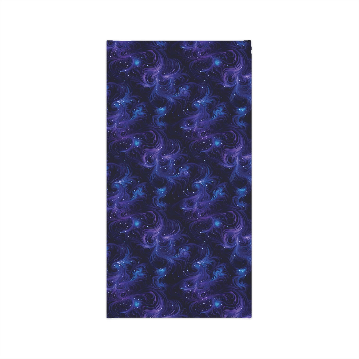 "A tiling pattern of swirling blue and purple fractal shapes reminiscent of galaxy nebulae on a midnight blue background" - Lightweight Neck Gaiter