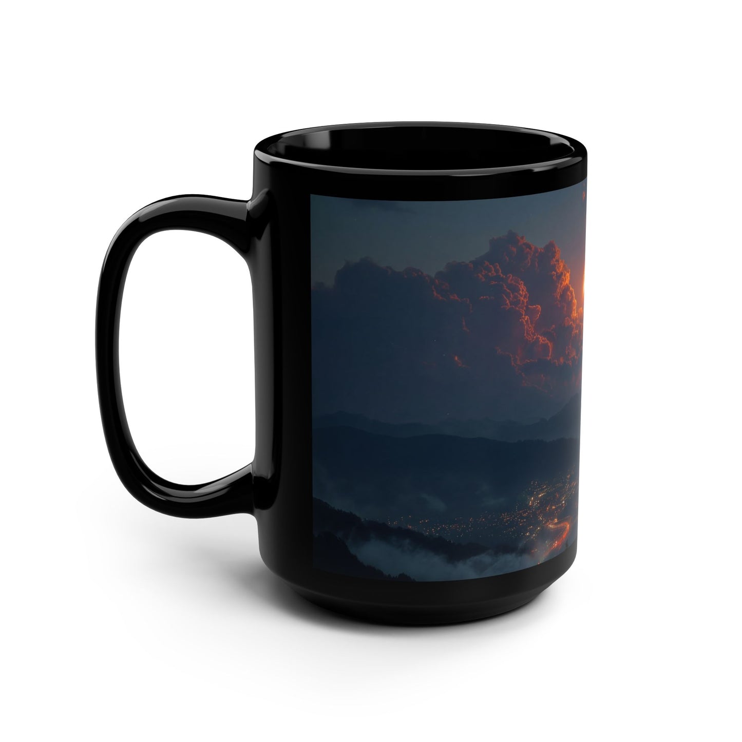 Burning Meteor Black Mug, 15oz – Valley Lights & Stormy Sky