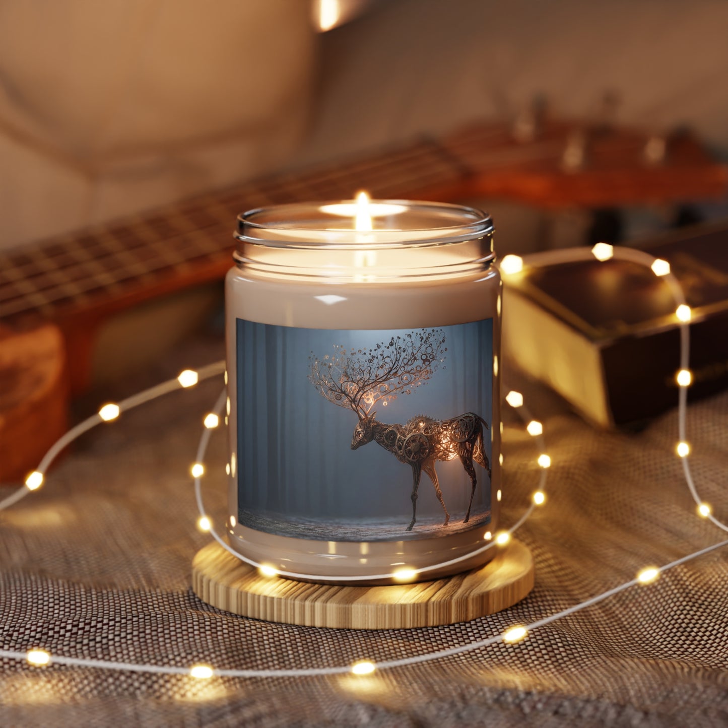 Steampunk Deer Scented Soy Candles with White Lid, 9oz – Clockwork Forest Luminary