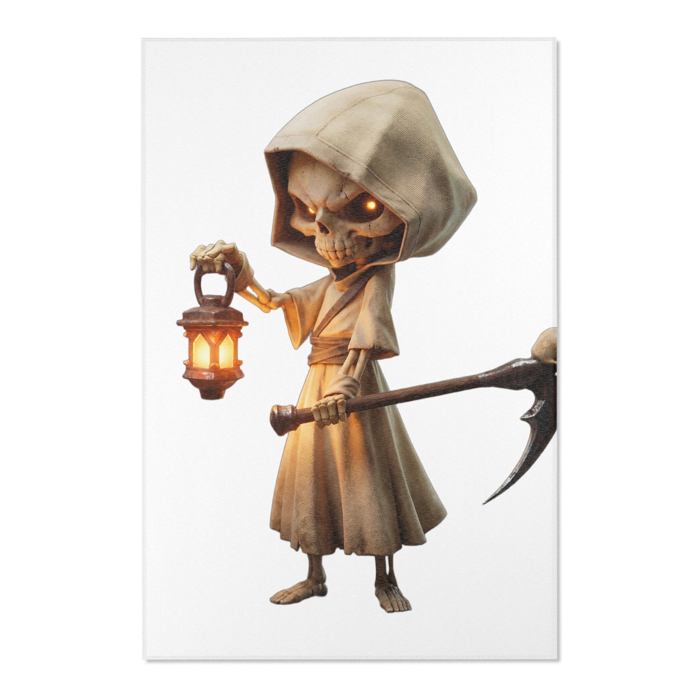 Lantern-Bearing Sentinel Area Rugs – Hooded Grim Reaper Guardian Floor Cover