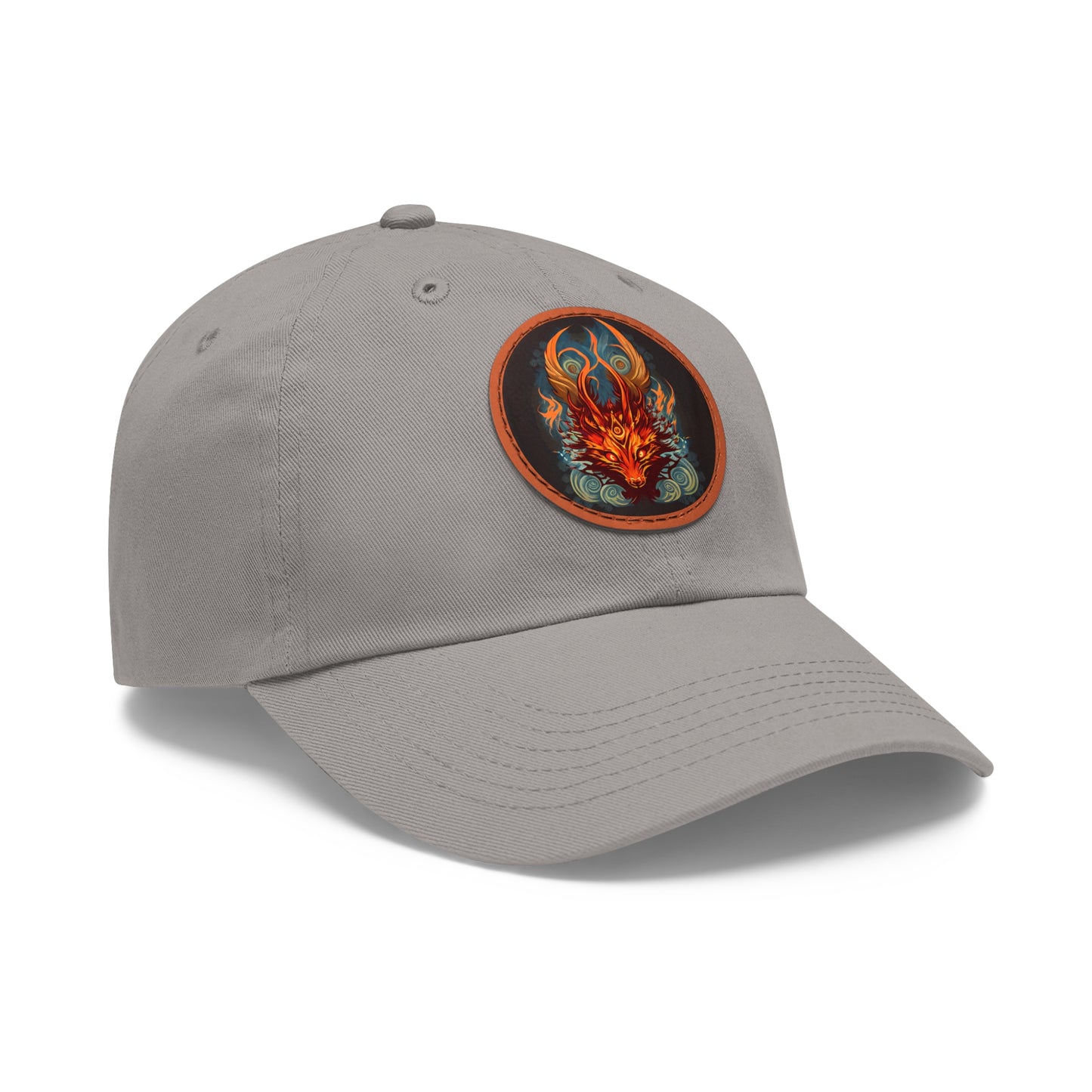 tshirt design, nine-tailed fox - Dad Hat with Leather Patch (Round)