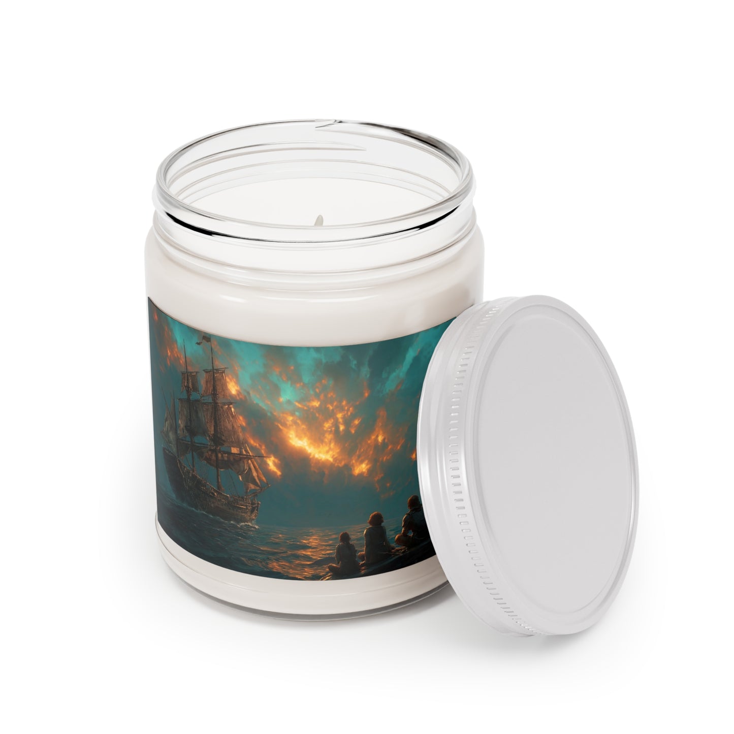 Duskbound Galleon Scented Soy Candles with White Lid, 9oz – Farewell to the Crimson Horizon