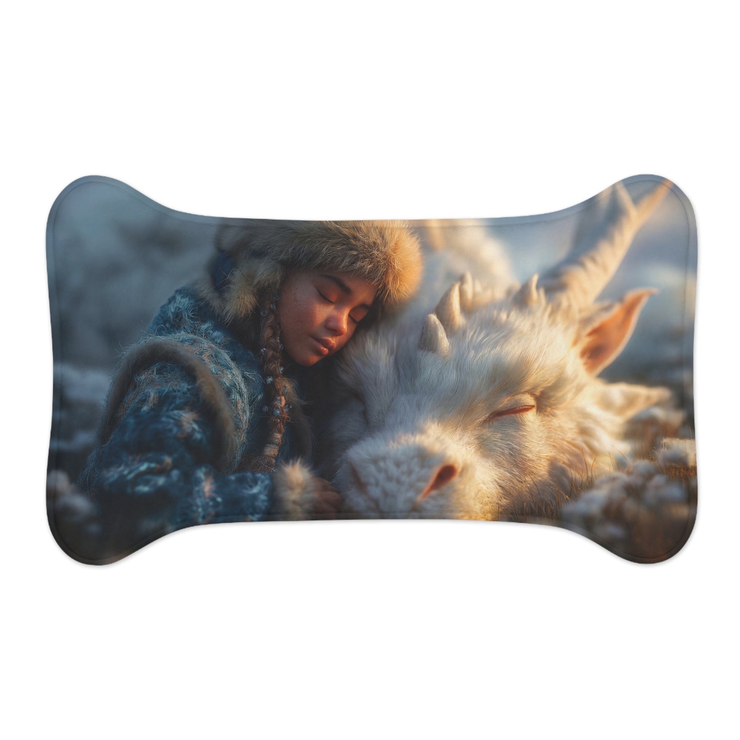 Sleeping Dragon Pet Feeding Mats – Frosty Companion Resting Scene
