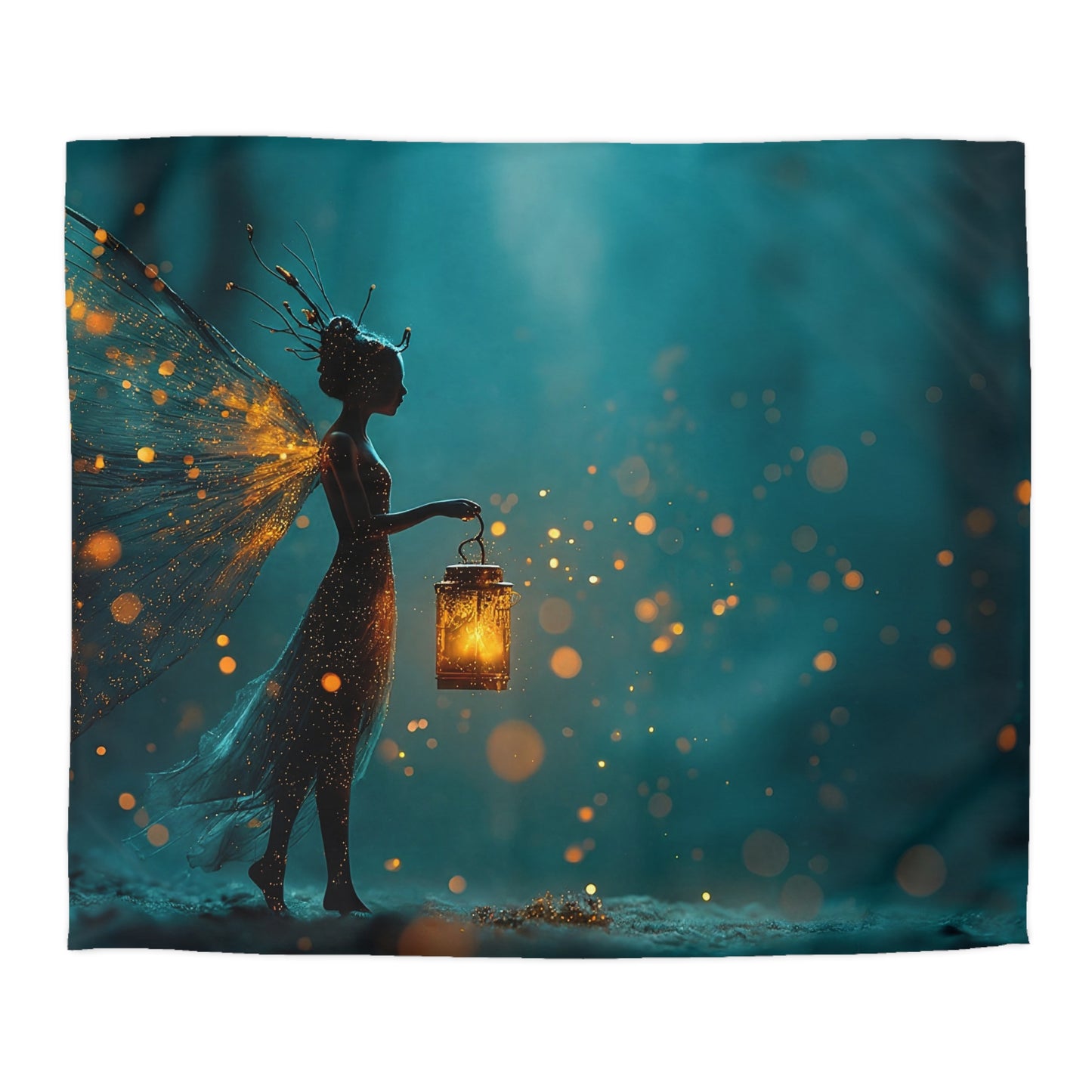 Luminescent Fairy with Lantern Microfiber Duvet Cover – Whispering Woods Dreamscape