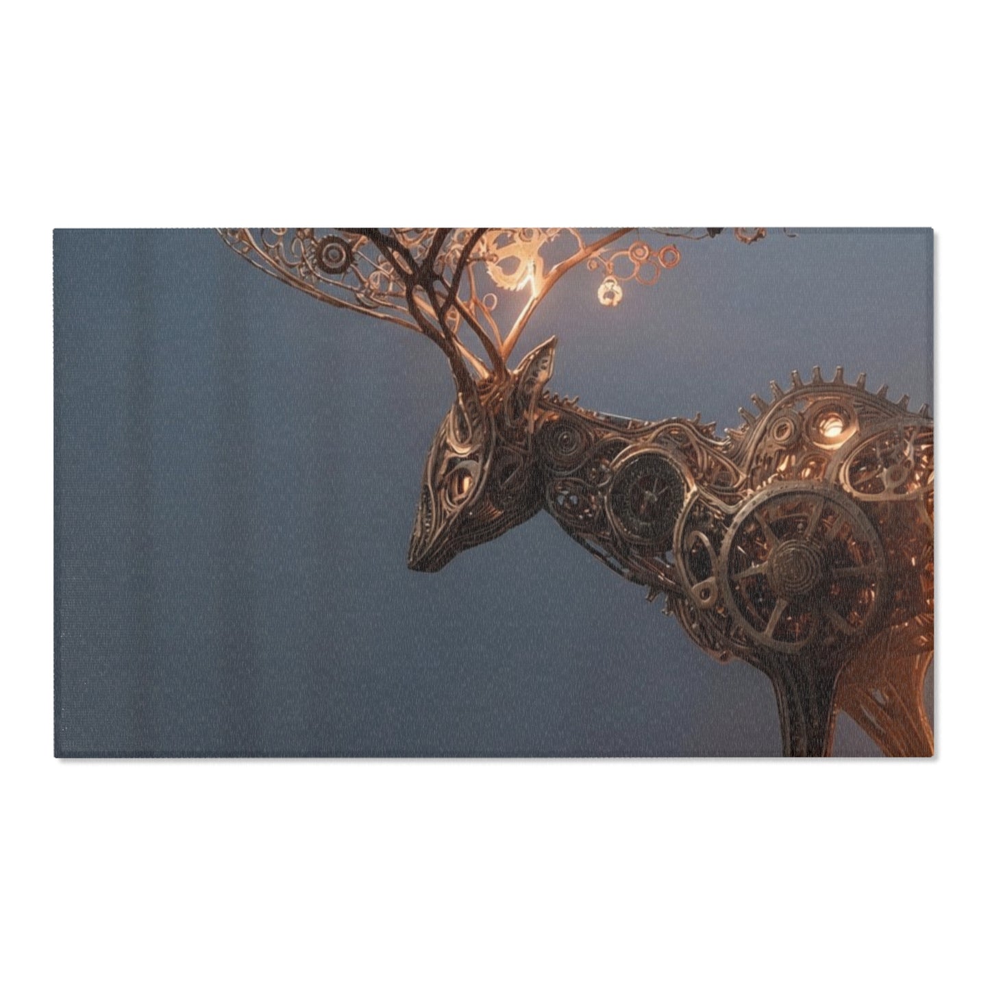 Clockwork Stag Area Rug – Luminescent Forest Sentinel