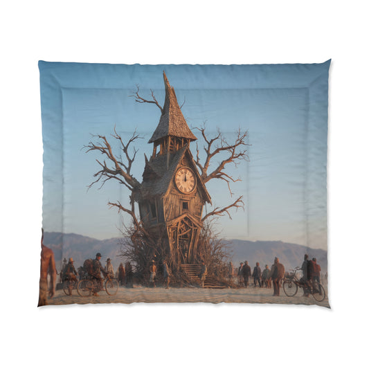 Clock Tower Comforter – Dusty Desert Sentinel at Twilight