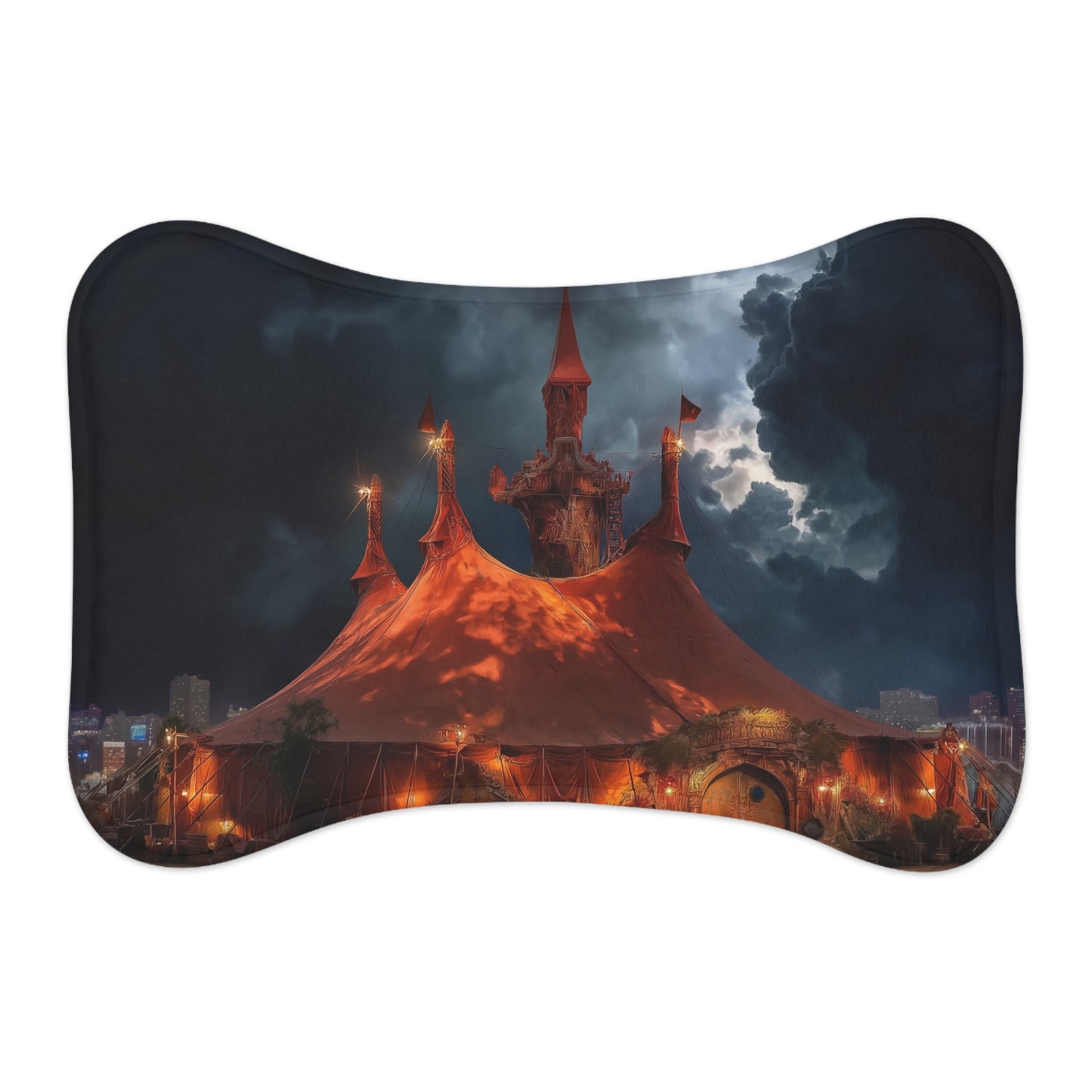 Crimson Circus Tent Pet Feeding Mats – Neon Nightscape Feast Ground