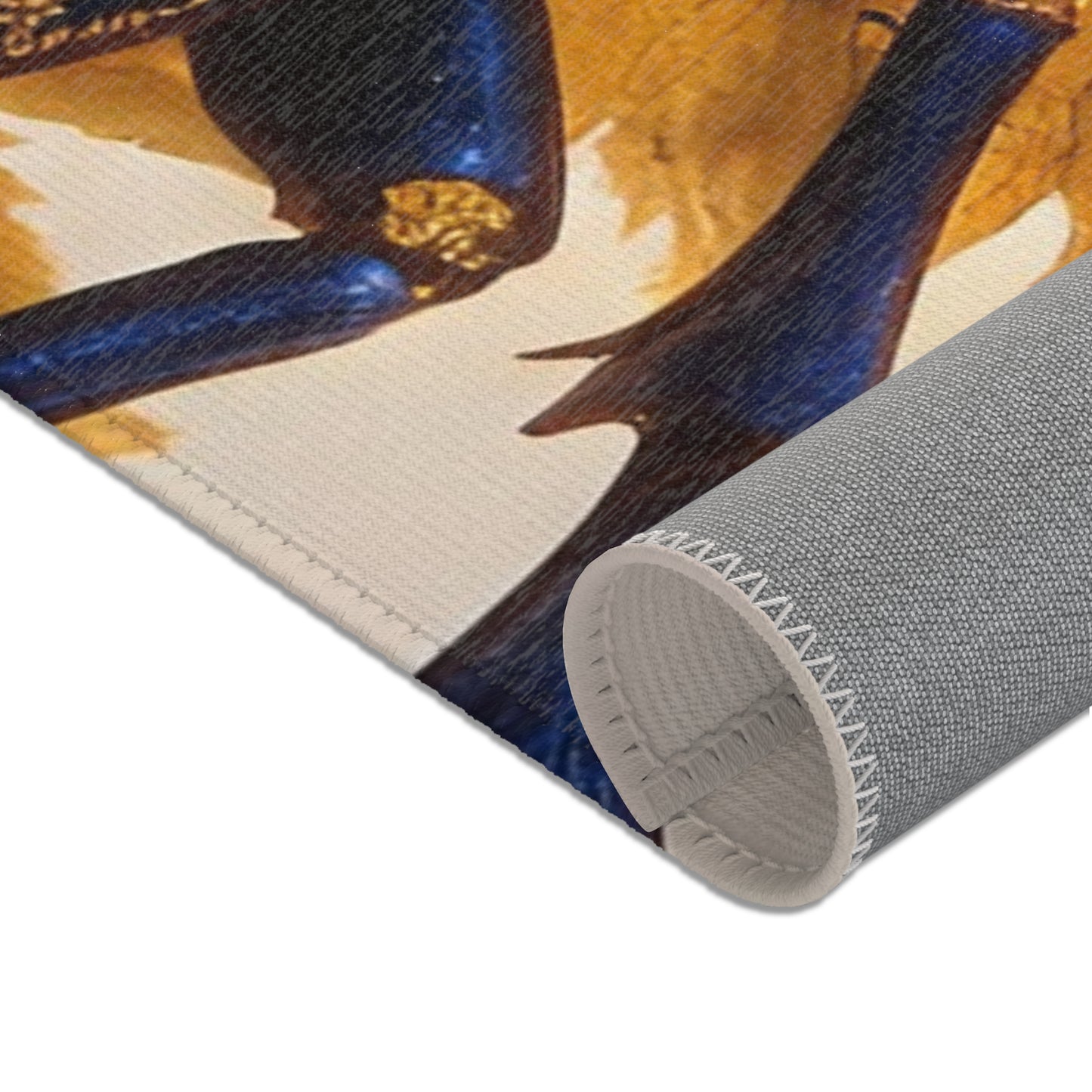 Celestial Beetle Area Rugs – Midnight Blue Starry Insect Amid Autumn Leaves