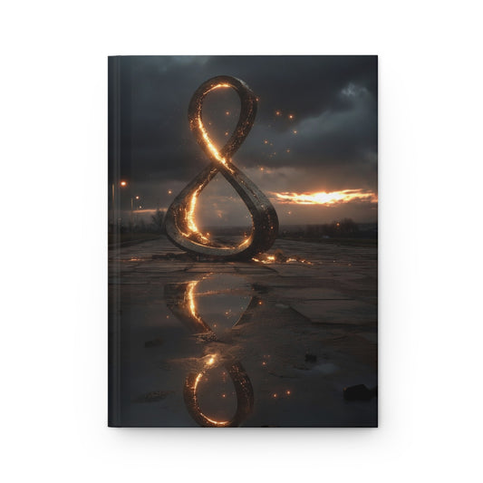 Infinity Symbol Sculpture Journal – Glowing Endless Path Matte