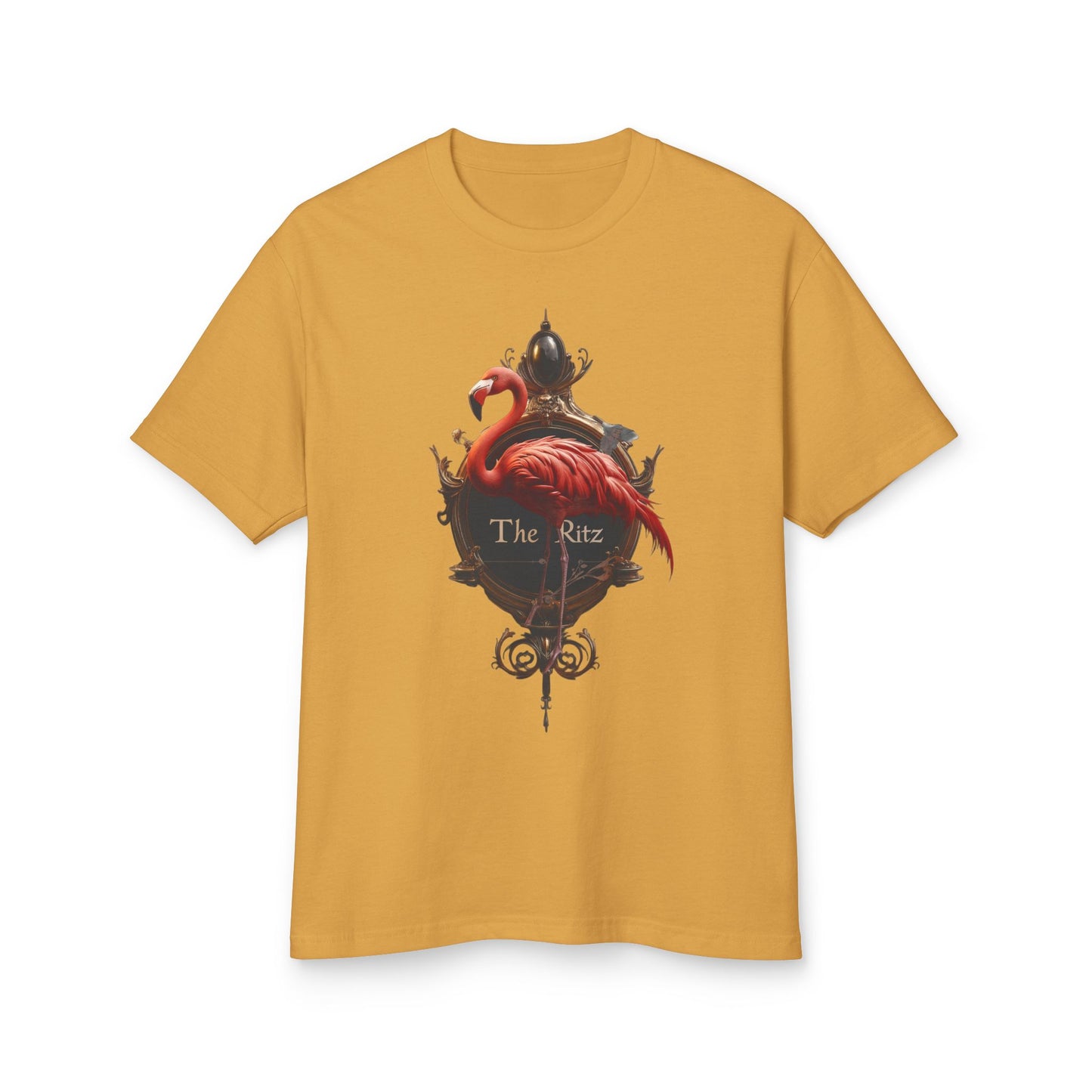 The Ritz Flamingo Ornate Crest Tee – Gilded Bird Sentinel Graphic T-Shirt