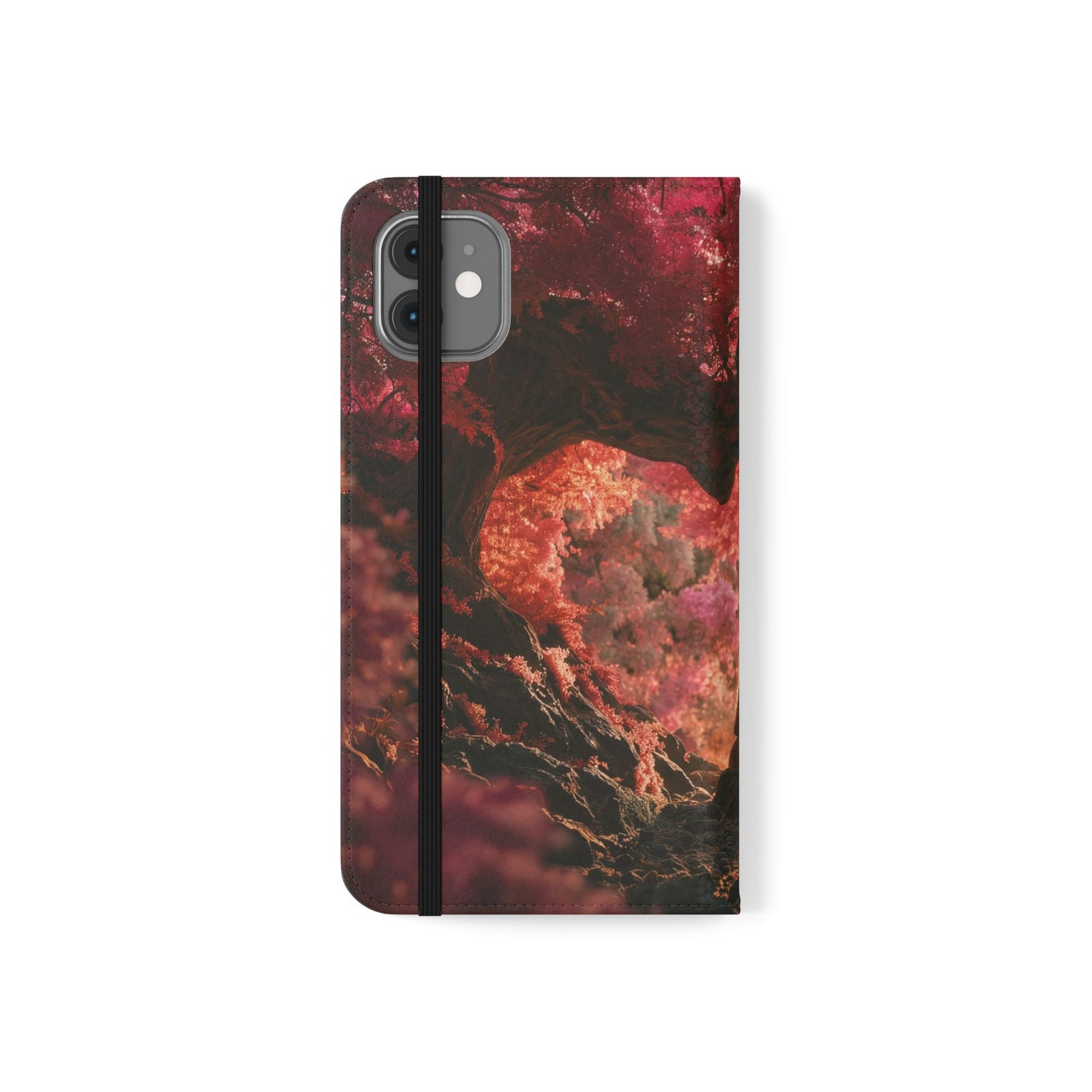 Crimson Arch Flip Cases – Heart-Shaped Canopy Romance