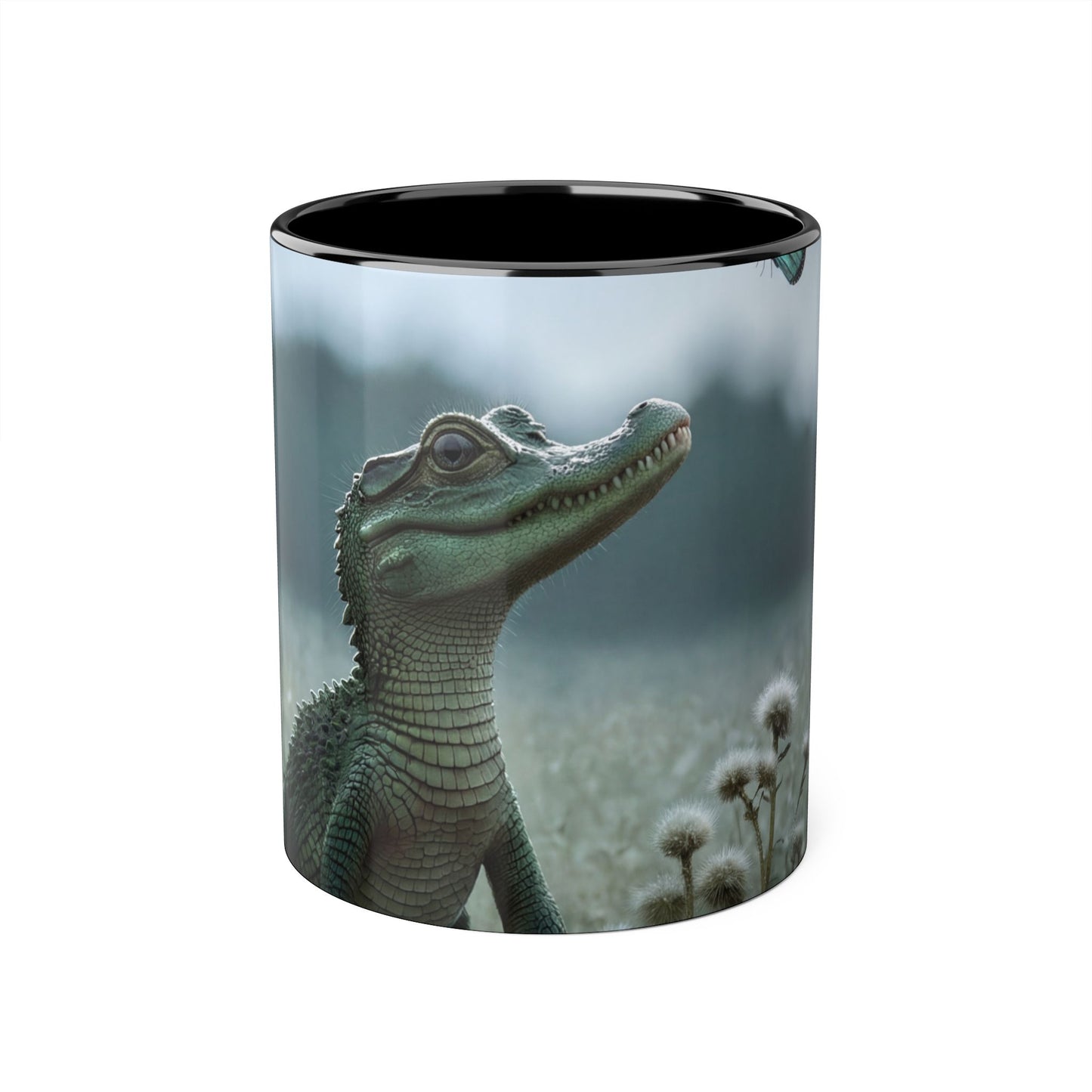 Gentle Croc Watching Butterfly – Quiet Meadow Accent Mugs, 11oz